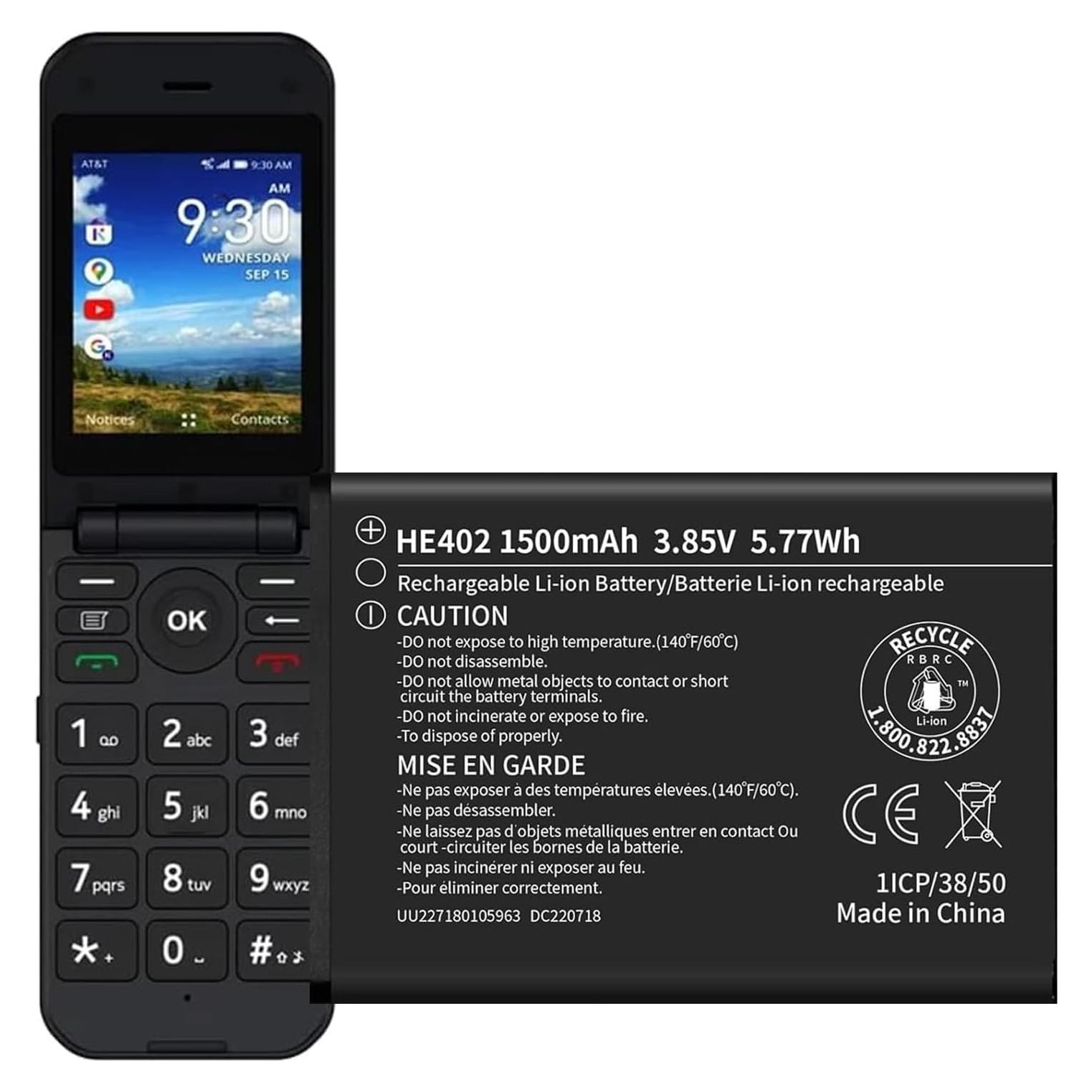 Batería de Reemplazo HE402 para AT&T Cingular Flex 1500mAh