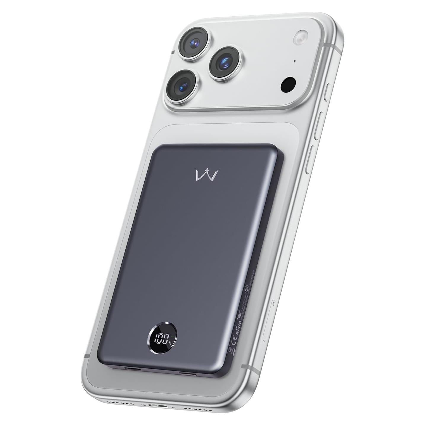 Cargador Portátil Magnético iWALK 5000mAh Carga Inalámbrica Gris