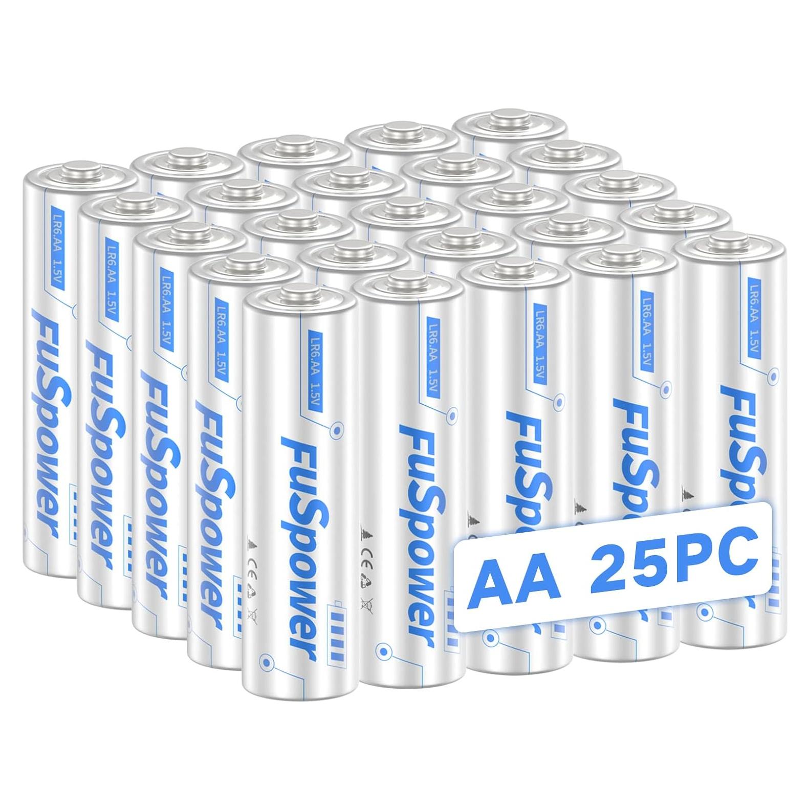 Baterías Alcalinas AA 1.5V Fuspower 25 Piezas LR6