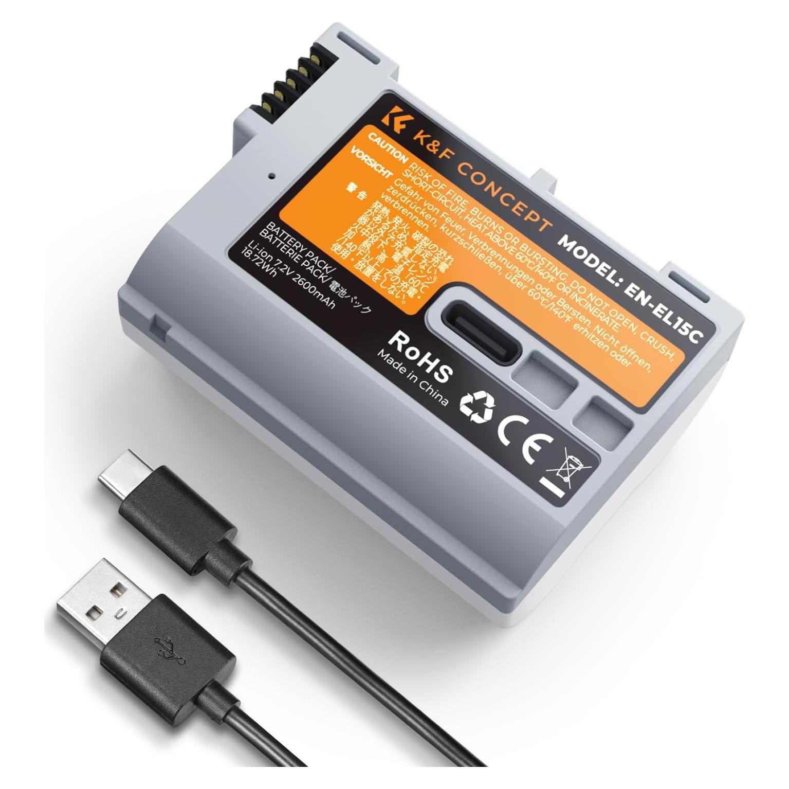 Batería K&F Concept EN-EL15C 2600mAh USB-C para Nikon