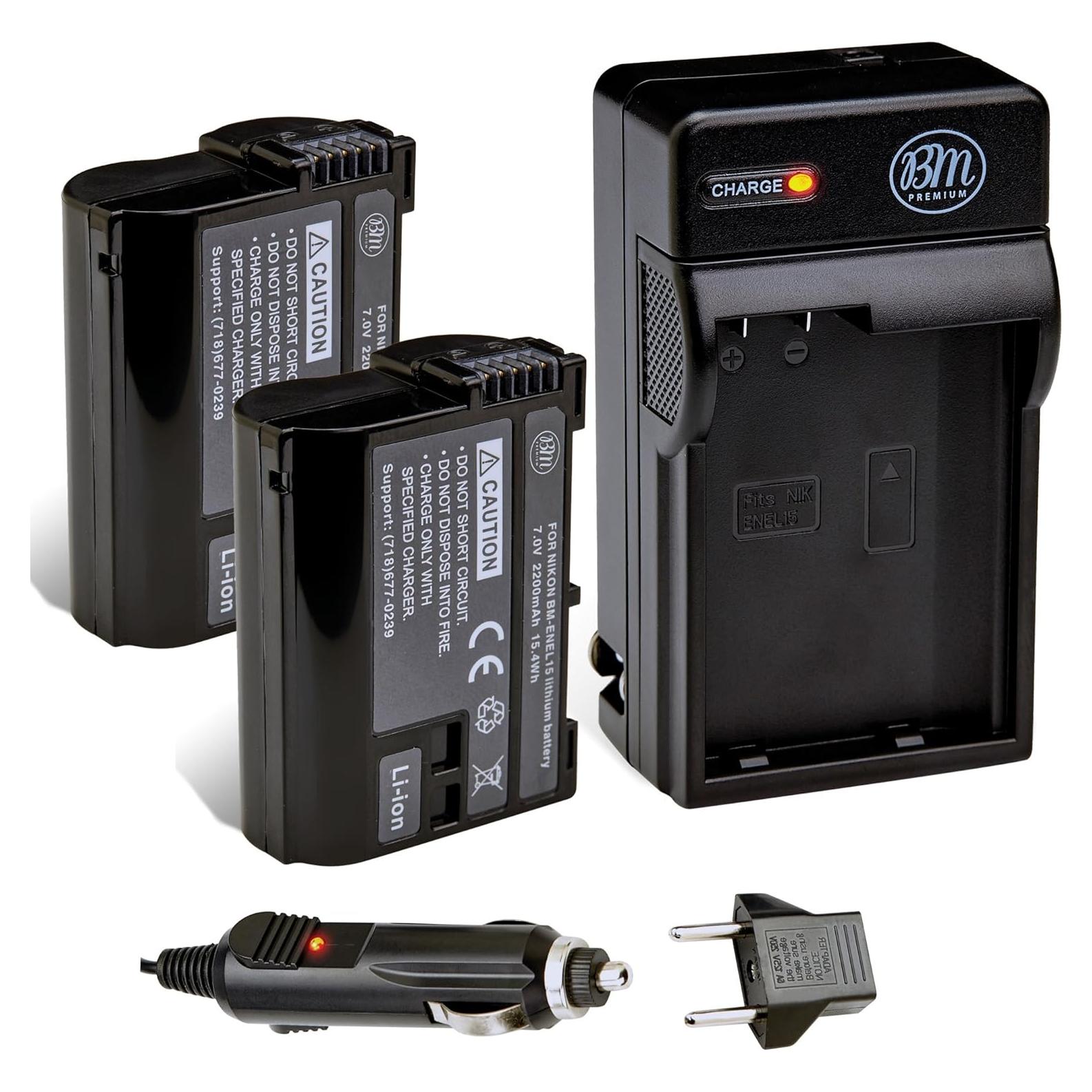 BM Premium Kit de 2 Baterías EN-EL15 y Cargador para Nikon