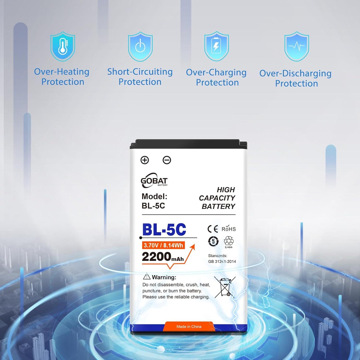 Batería BL-5C 2200mAh Li-Ion Alta Capacidad para Dispositivos