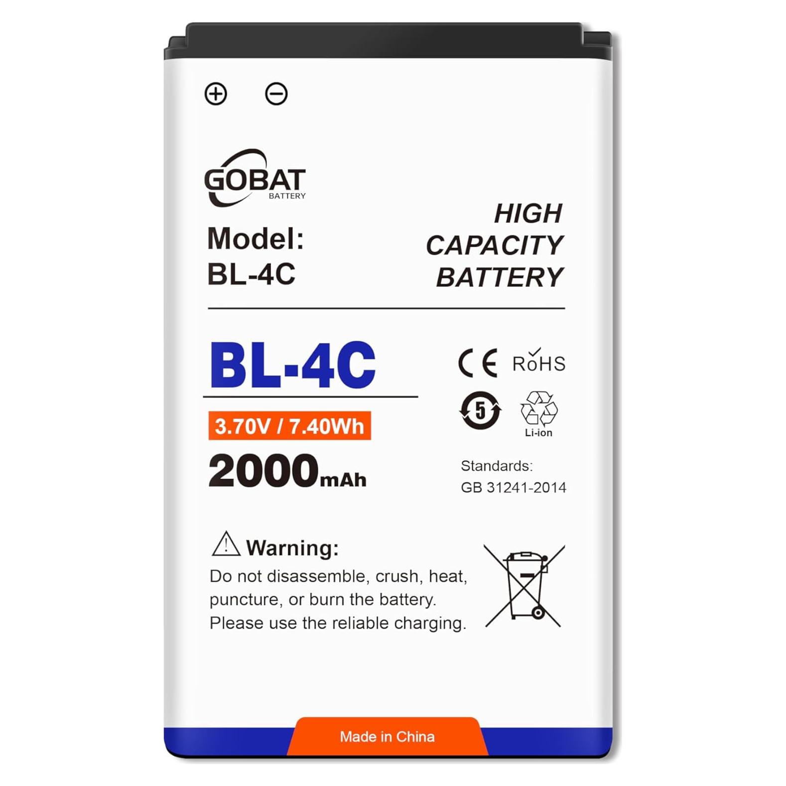Batería BL-4C 2000mAh para Nokia 6088 6100 6101 6102