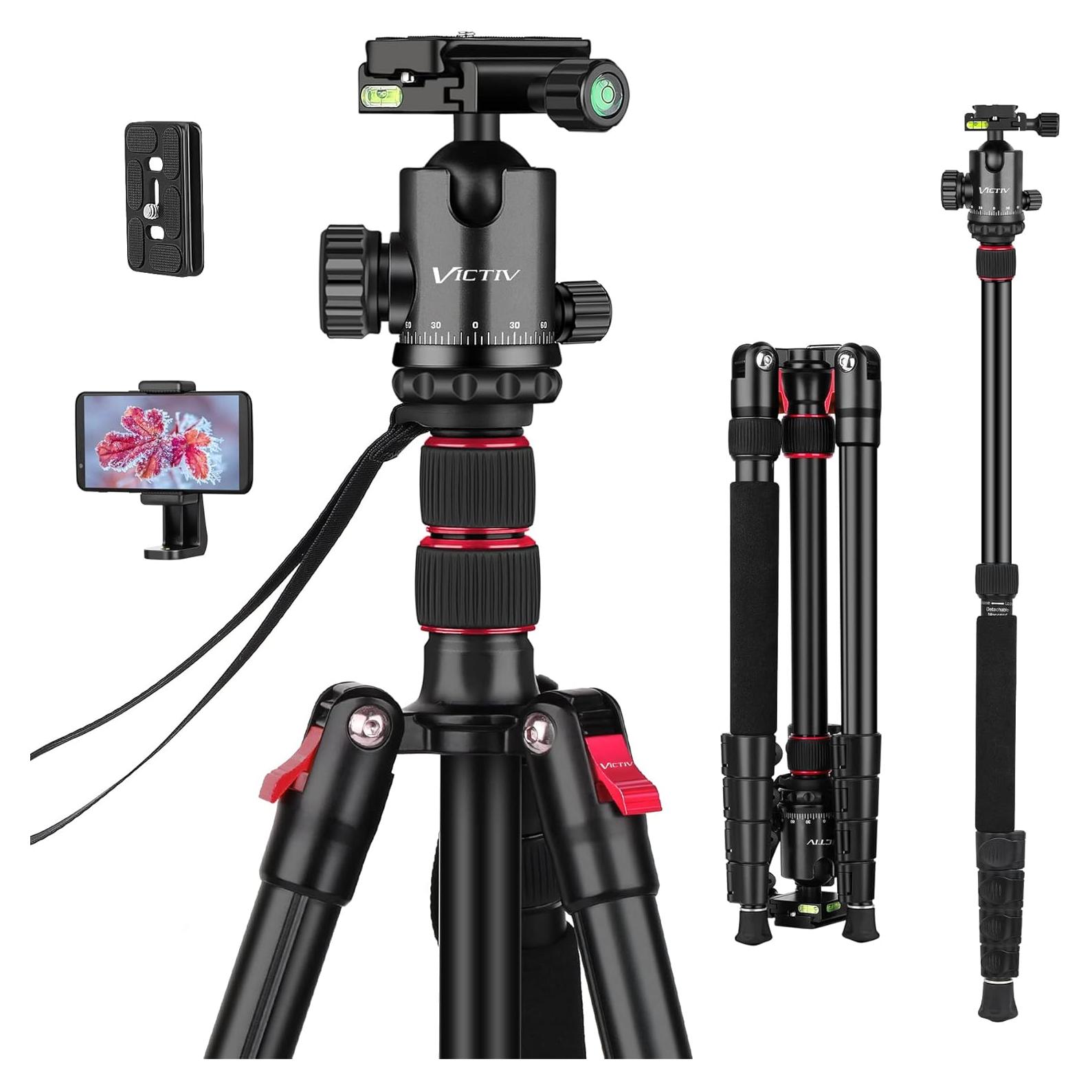Trípode Profesional Victiv 206 cm Aluminio Compacto para Cámara