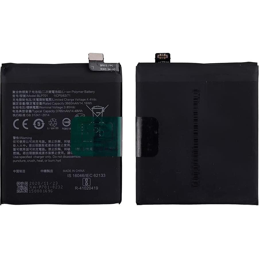 Batería de Reemplazo BLP701 para Oppo Reno PCAM00, PCAT00