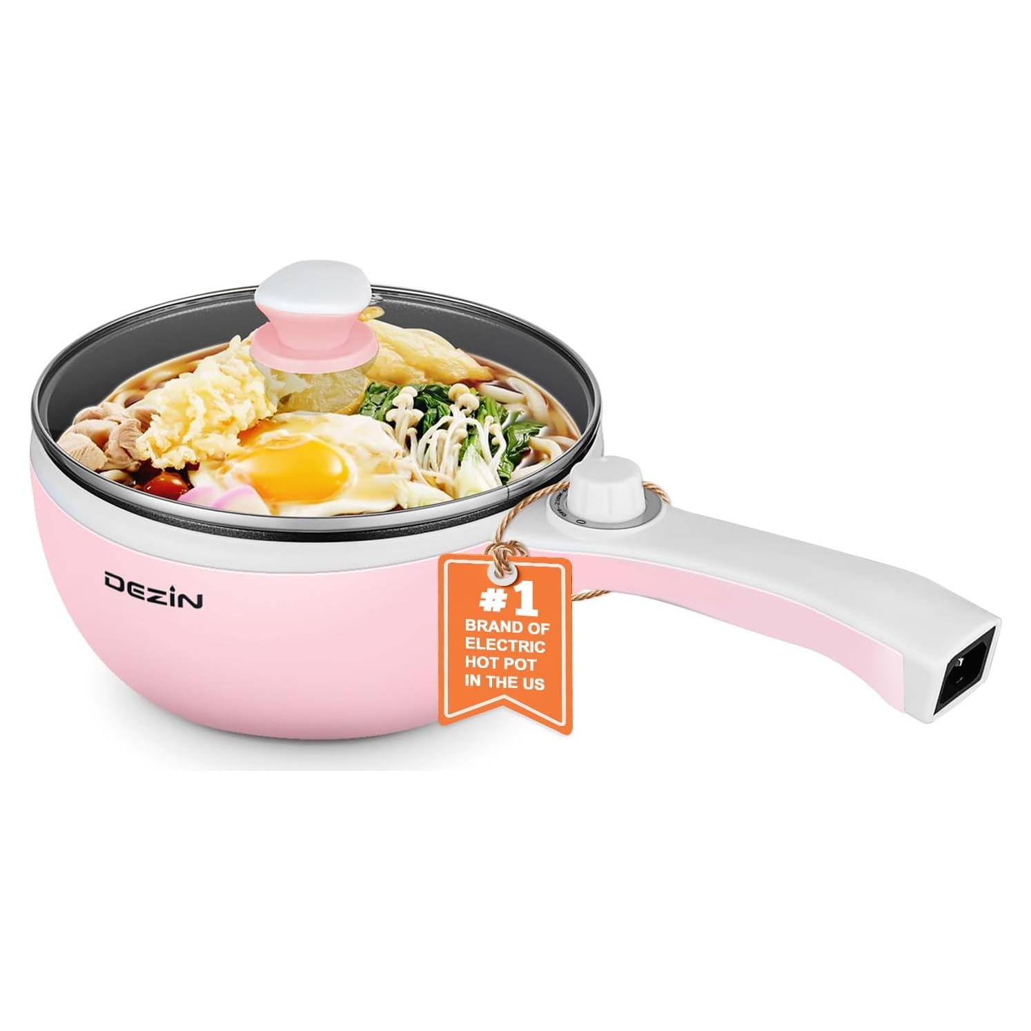 Olla Eléctrica Dezin 1.5L Antiadherente Rosa para Fideos