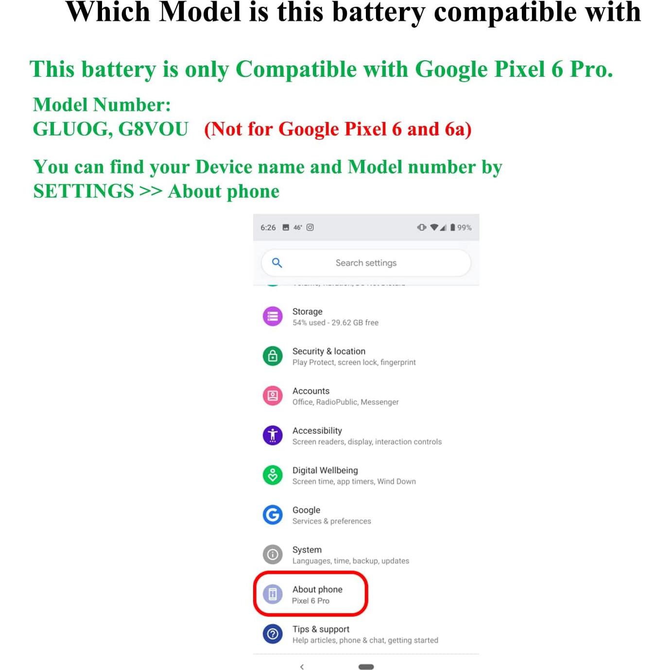 Batería de Reemplazo OEM para Google Pixel 6 Pro con Kit de Herramientas