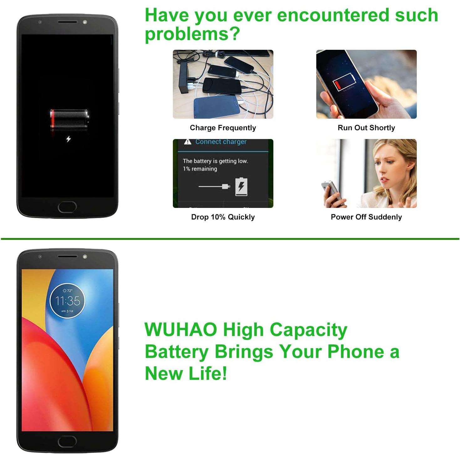 Batería de Reemplazo WUHAO HE50 para E5 Plus XT1924-7