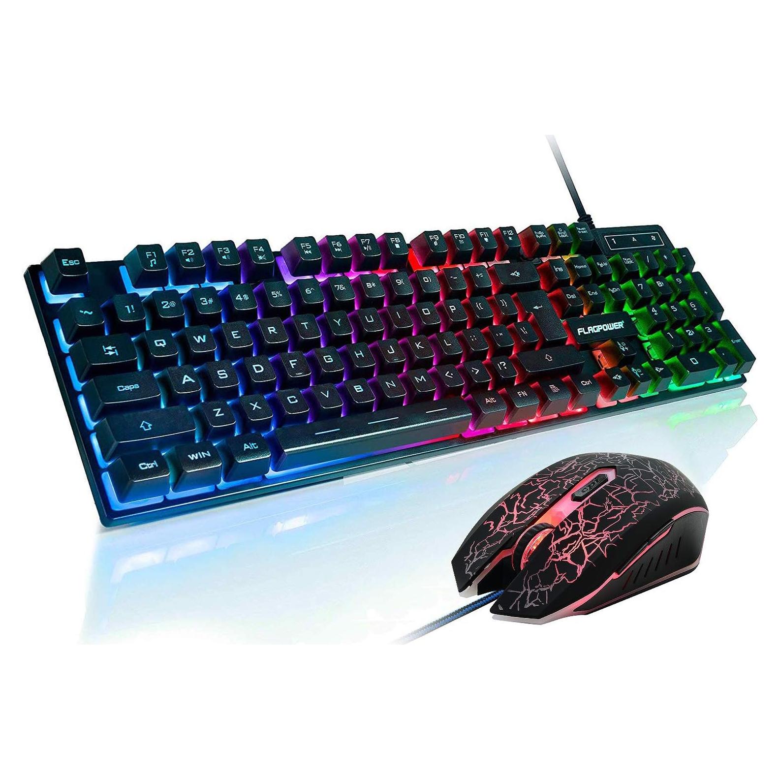 Combo Teclado Mecánico RGB y Ratón FLAGPOWER 4800DPI