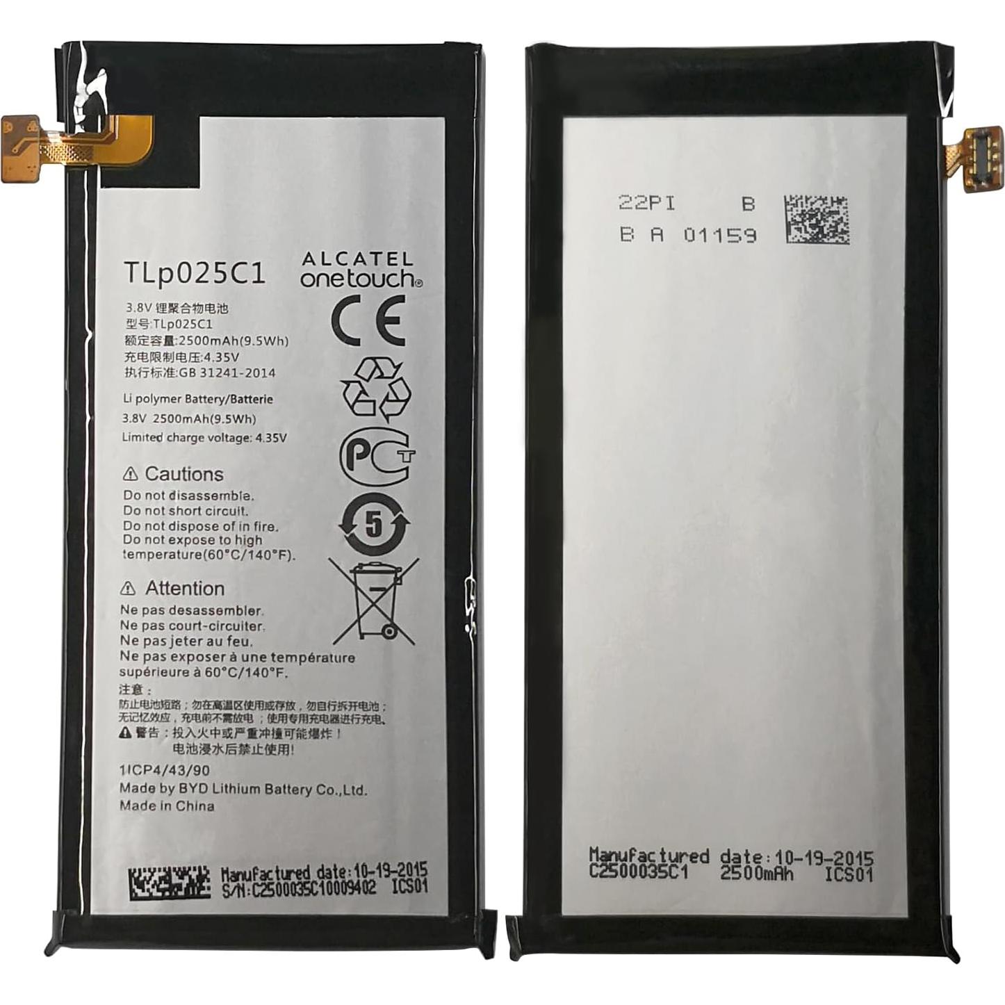 Batería de Reemplazo Alcatel Pop 4 TLP025C1 2500 mAh con Herramientas