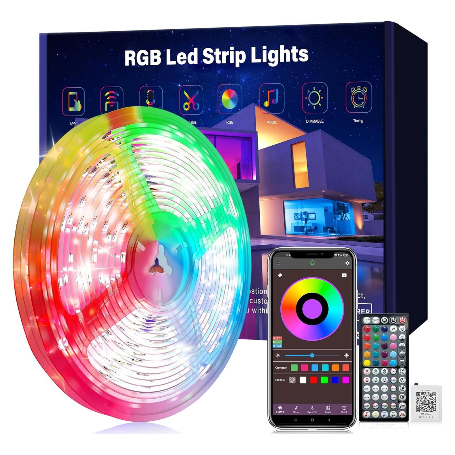 Tiras de luces LED RGB Ledagic 15.24 m con control remoto