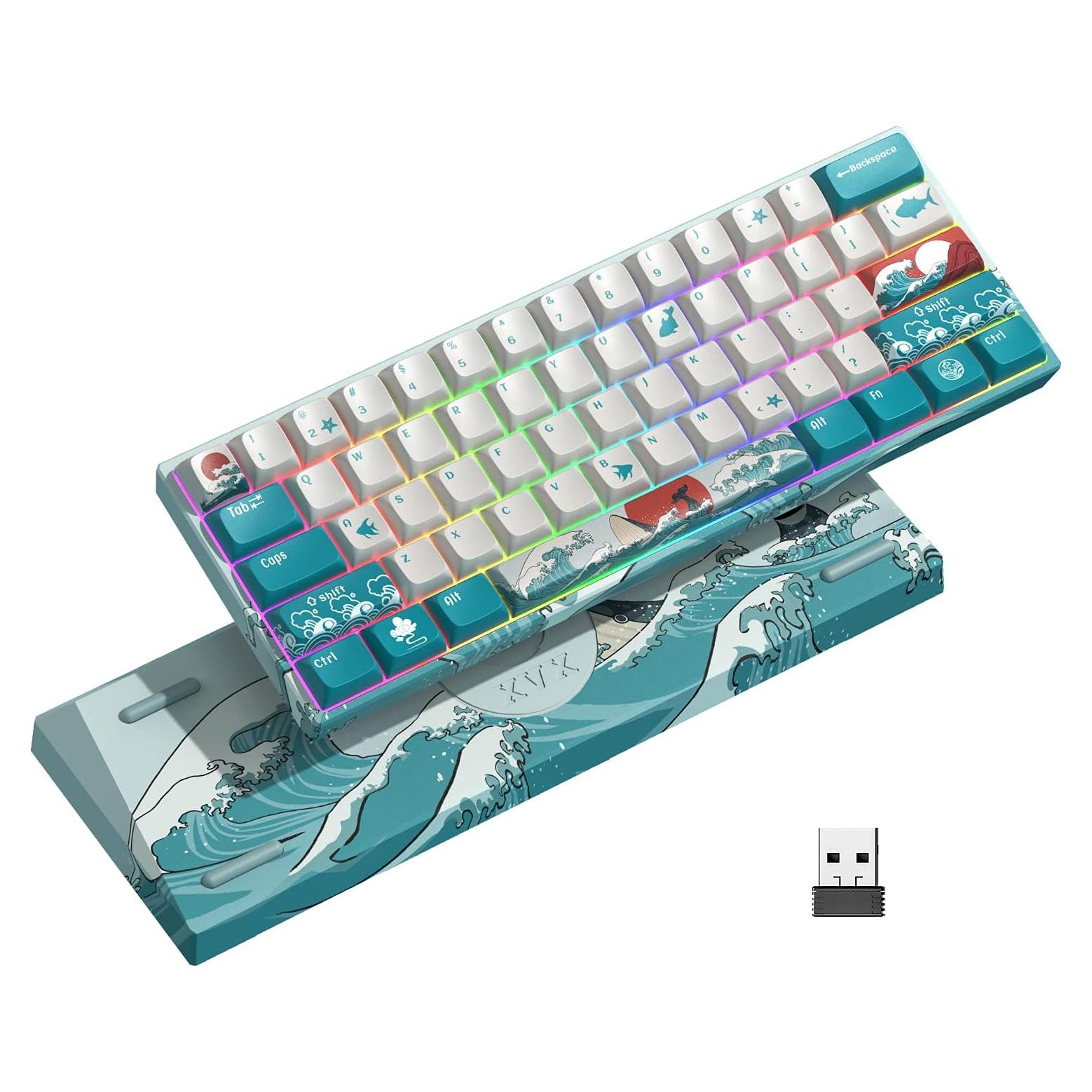 Teclado Mecánico Inalámbrico HITIME M61 Pro RGB 60% Coral