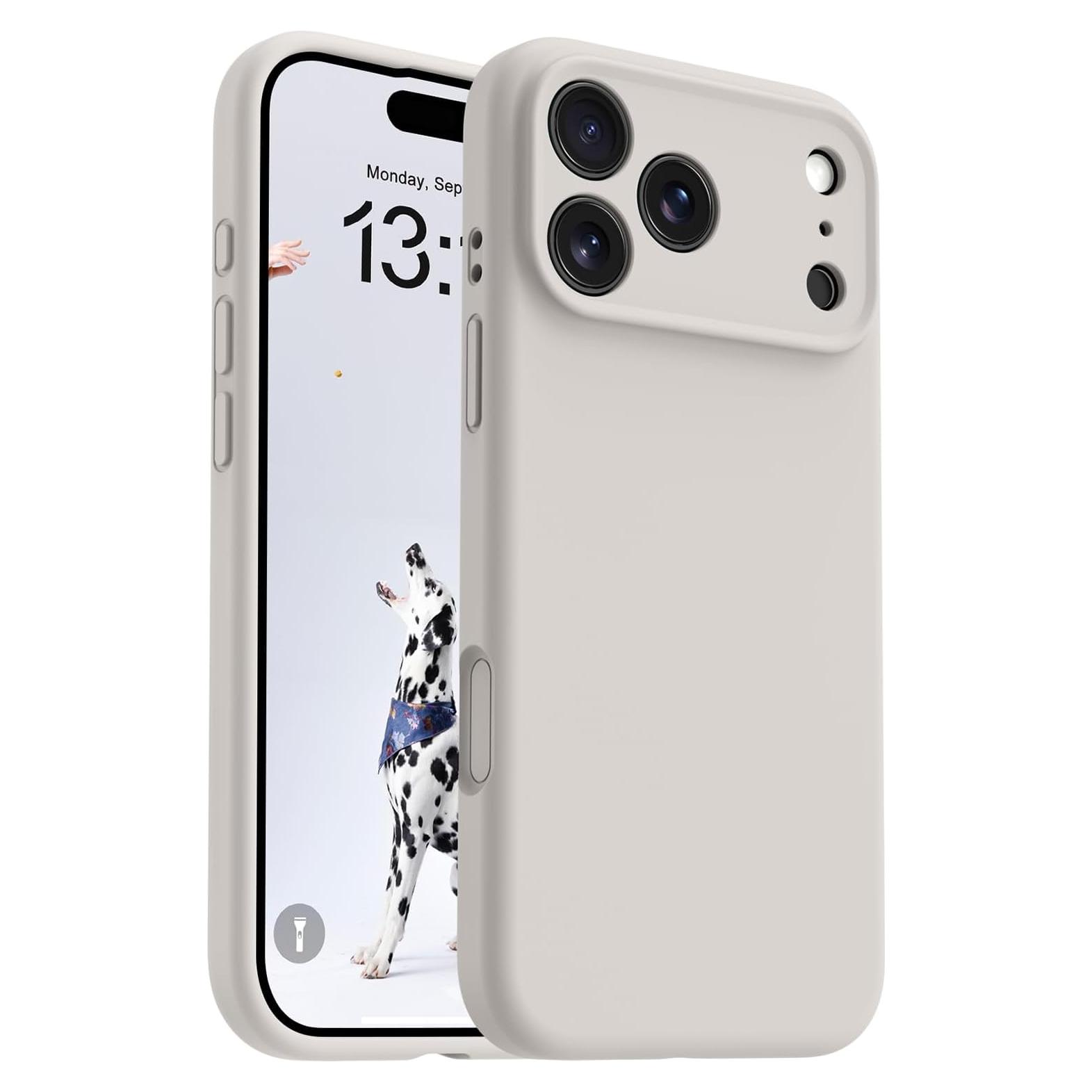 Funda Silicona OTOFLY para iPhone 17 Pro, Color Piedra, Magsafe