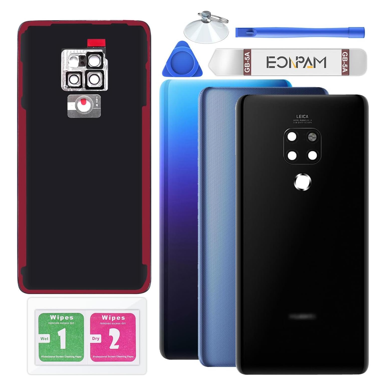 Cristal Trasero para Huawei Mate 20 Eonpam Negro + Kit Herramientas