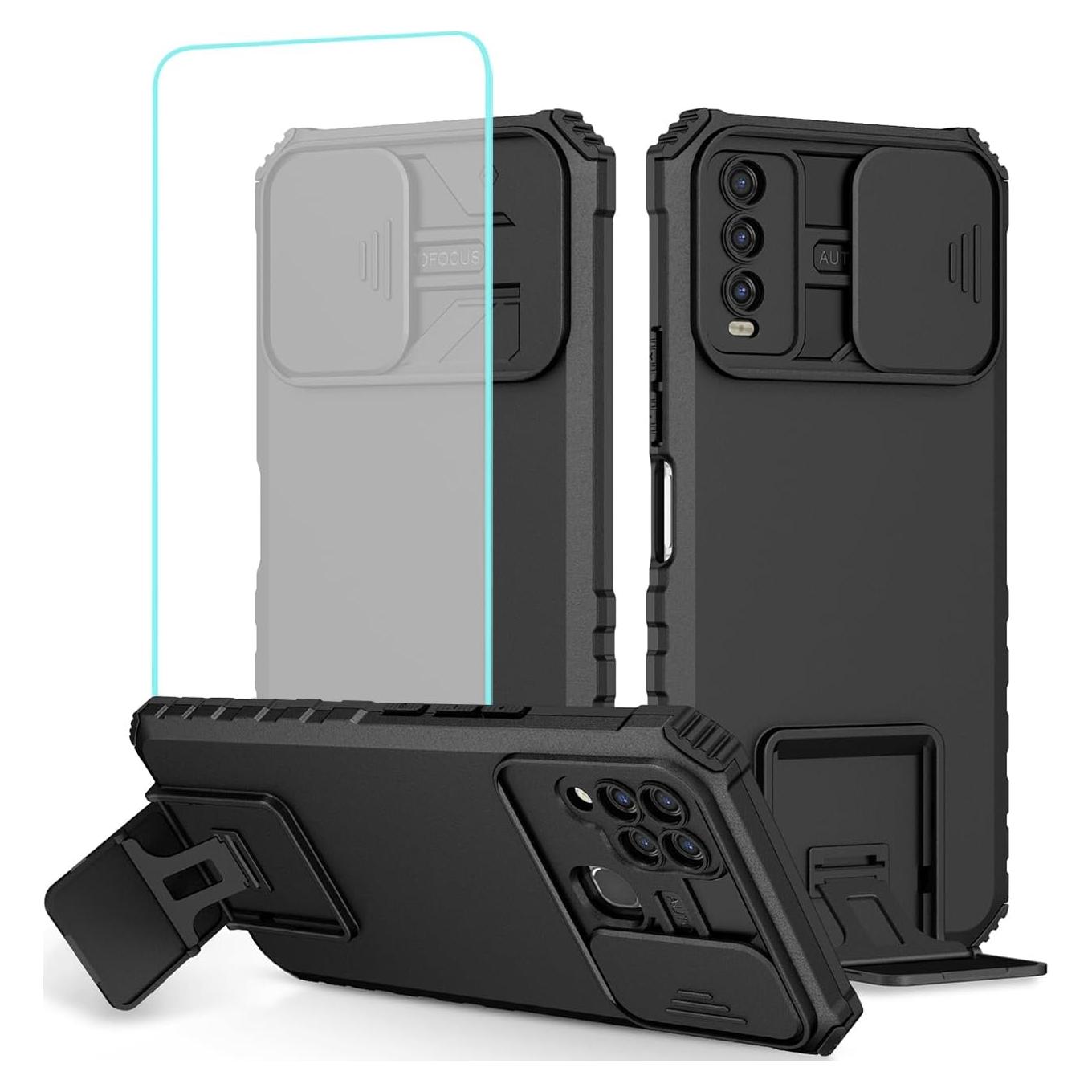 Funda Protectora para Vivo Y20 con Soporte y Protector de Pantalla