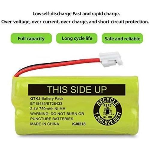 Baterías de teléfono inalámbrico QTKJ BT18433 4-Pack 750mAh