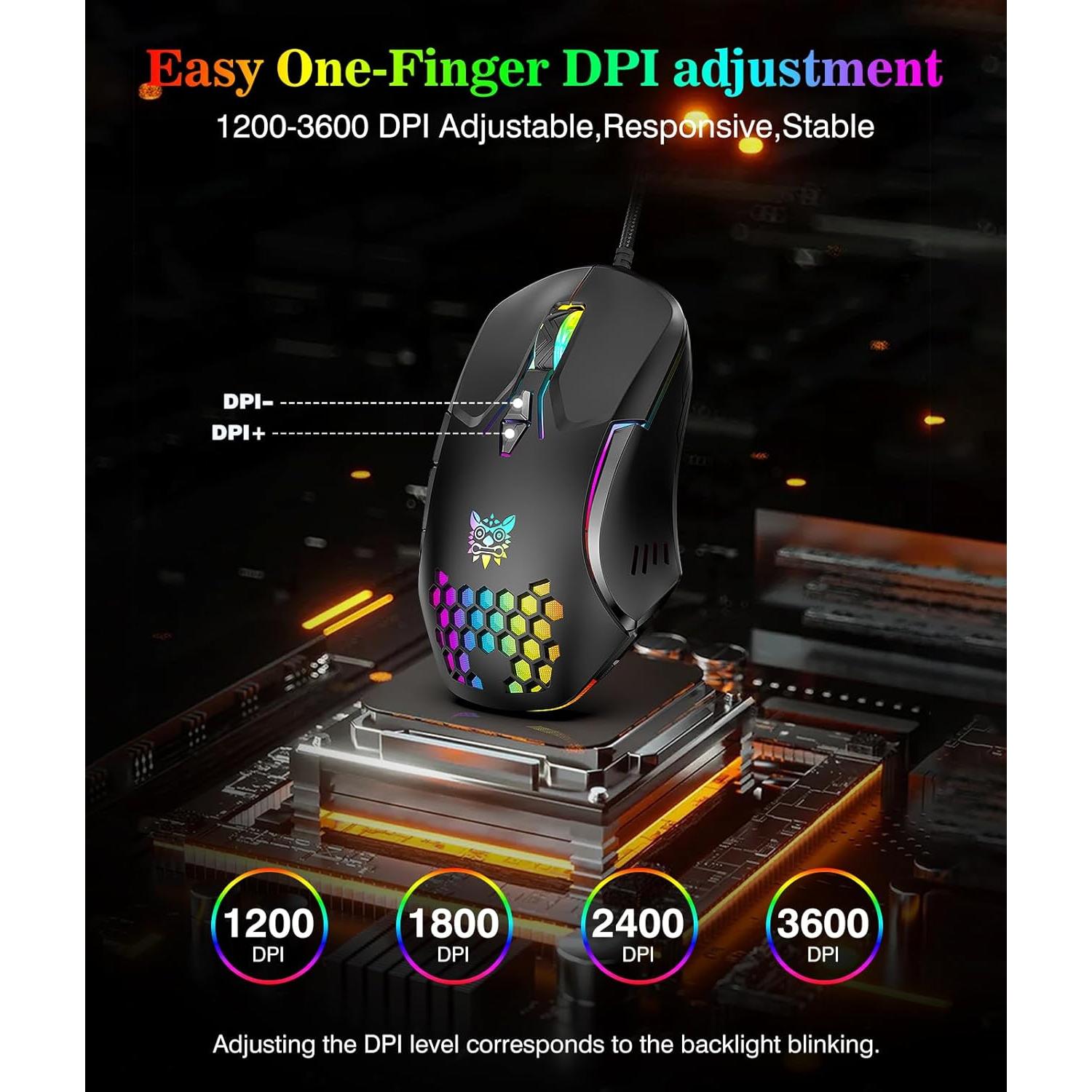 Ratón Gaming ONIKUMA CW902 Negro RGB Ergonómico 7 Botones