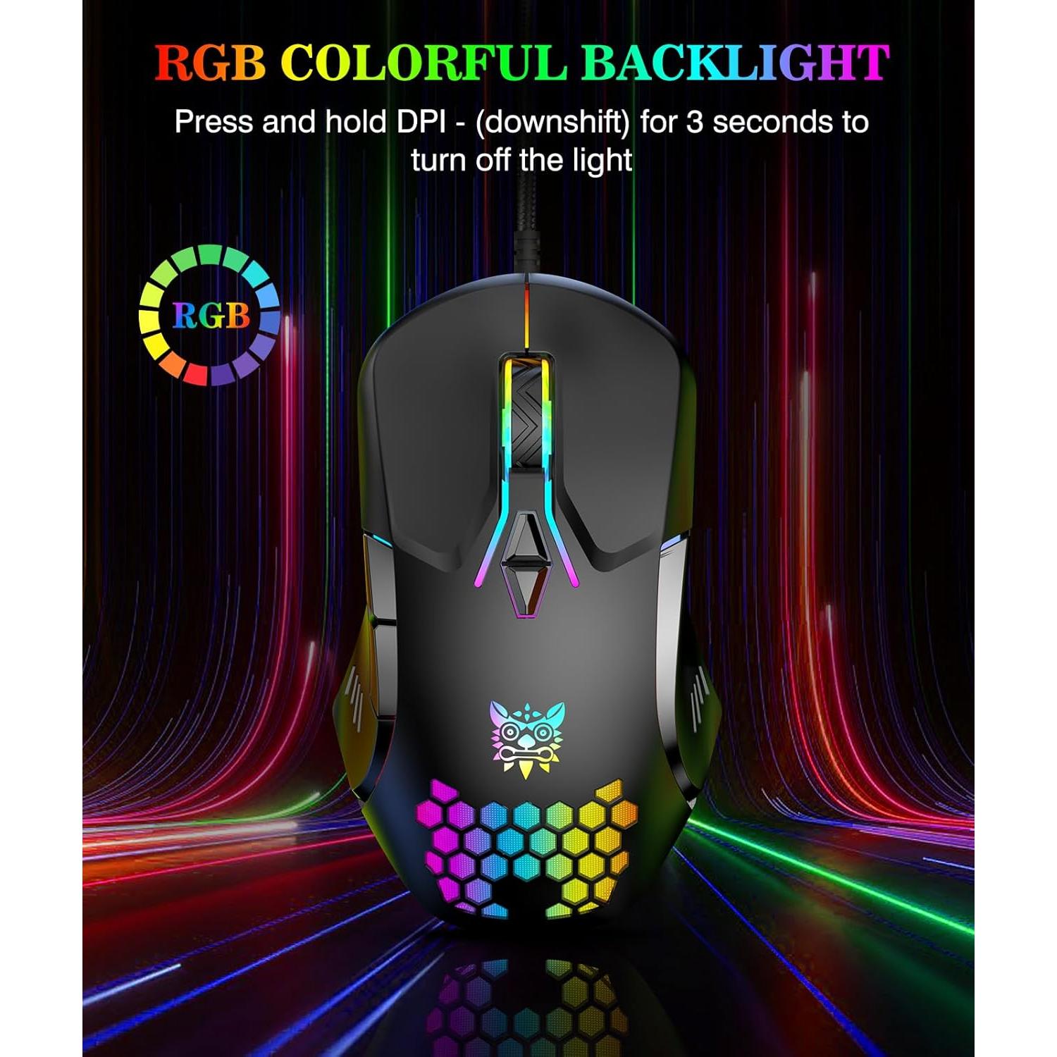 Ratón Gaming ONIKUMA CW902 Negro RGB Ergonómico 7 Botones