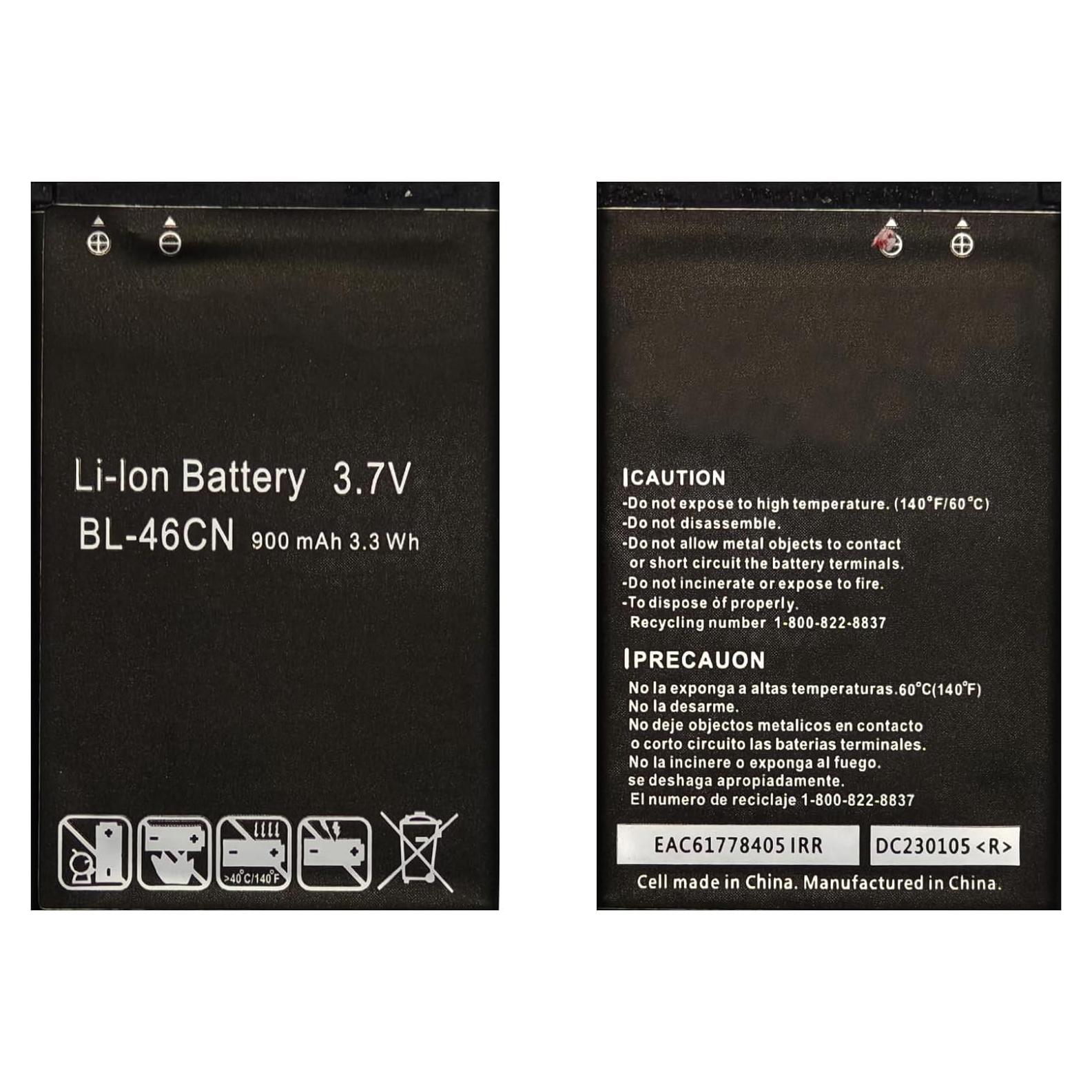 Batería Recargable BL-46CN para LG A340 y Exalt VN360 VN370