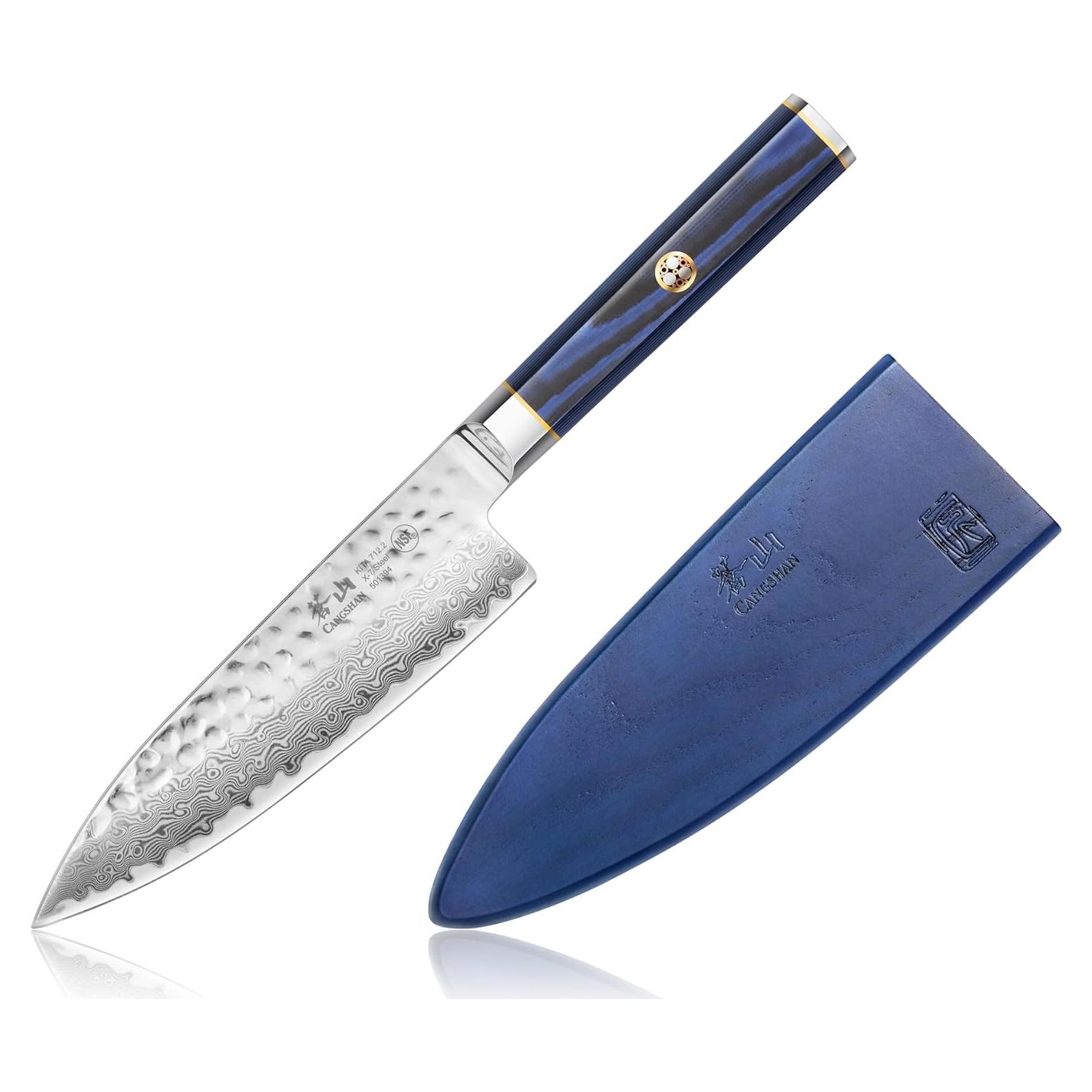 Cuchillo de Chef Cangshan KITA 17.8 cm Acero Damasco con Funda