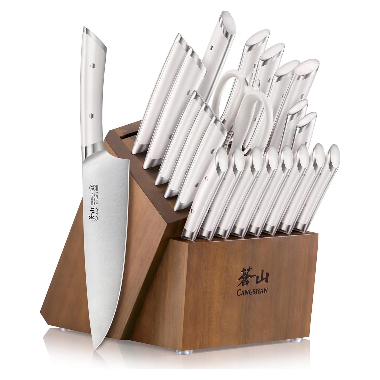 Juego de Cuchillos Cangshan HELENA 23 Piezas Acero Forjado Blanco
