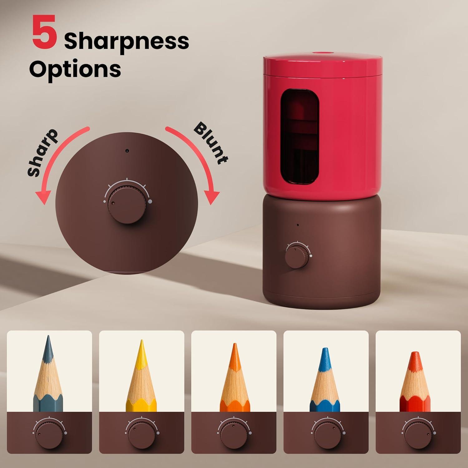 Sacapuntas Eléctrico VUSIGN Rojo 5 Modos Afilado Automático