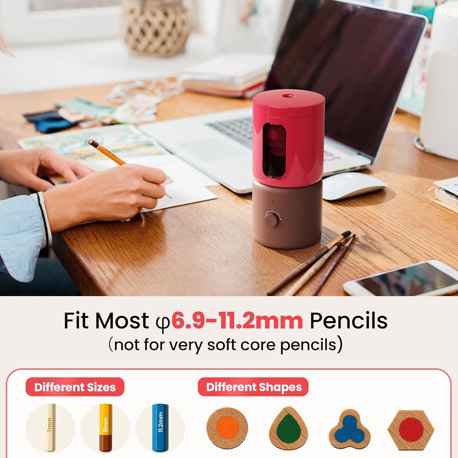 Sacapuntas Eléctrico VUSIGN Rojo 5 Modos Afilado Automático