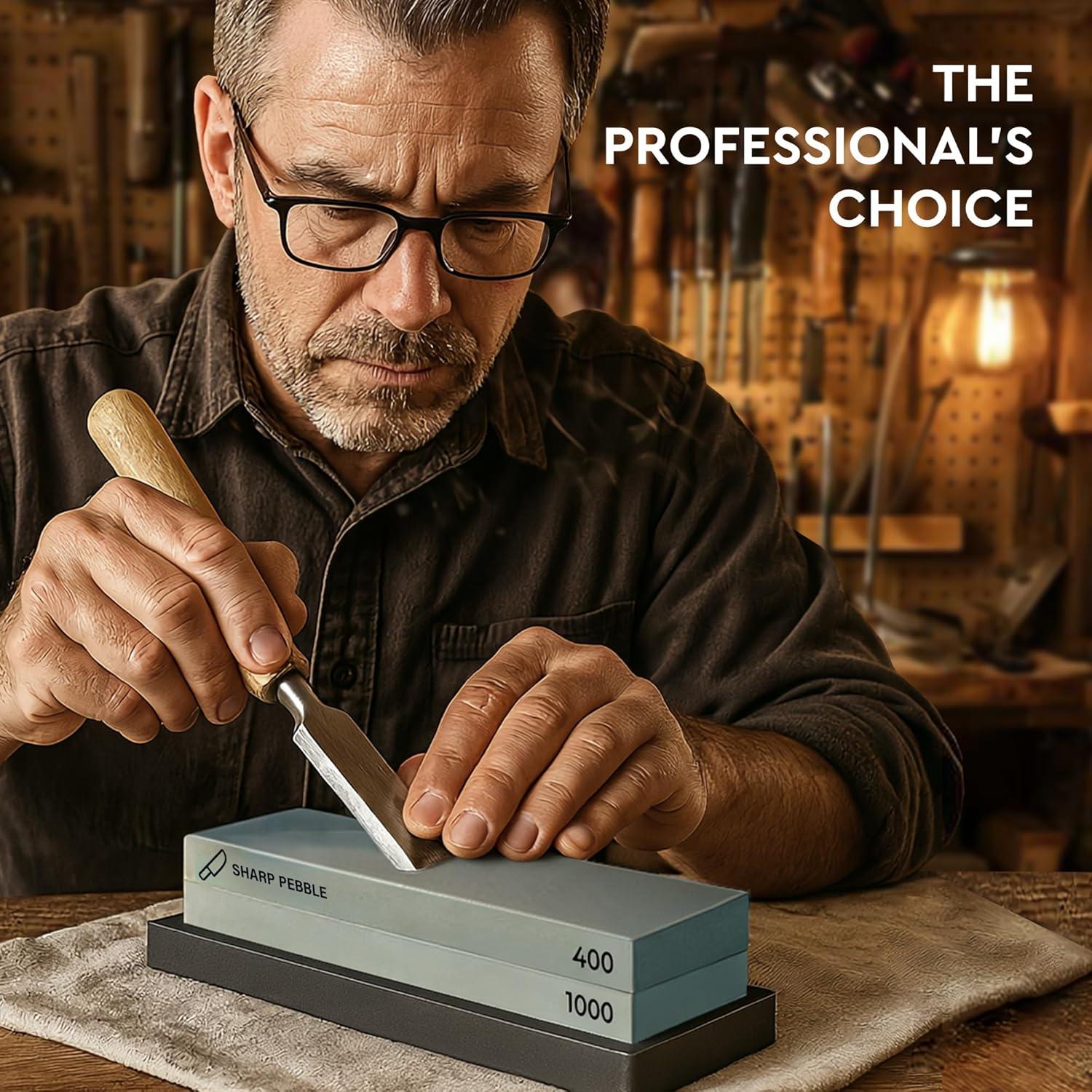 Piedra de Afilado Sharp Pebble 400/1000 con Base Antideslizante
