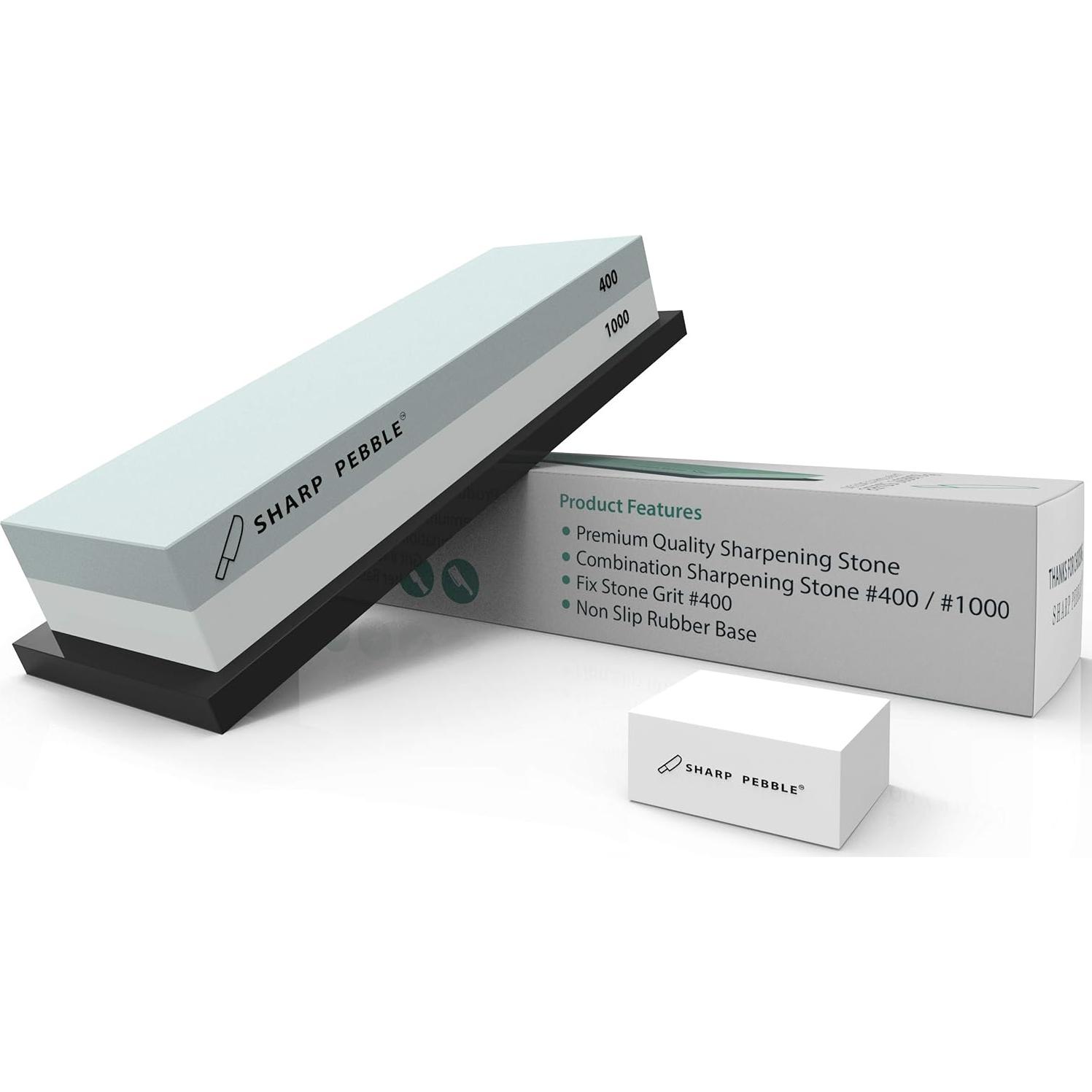 Piedra de Afilado Sharp Pebble 400/1000 con Base Antideslizante