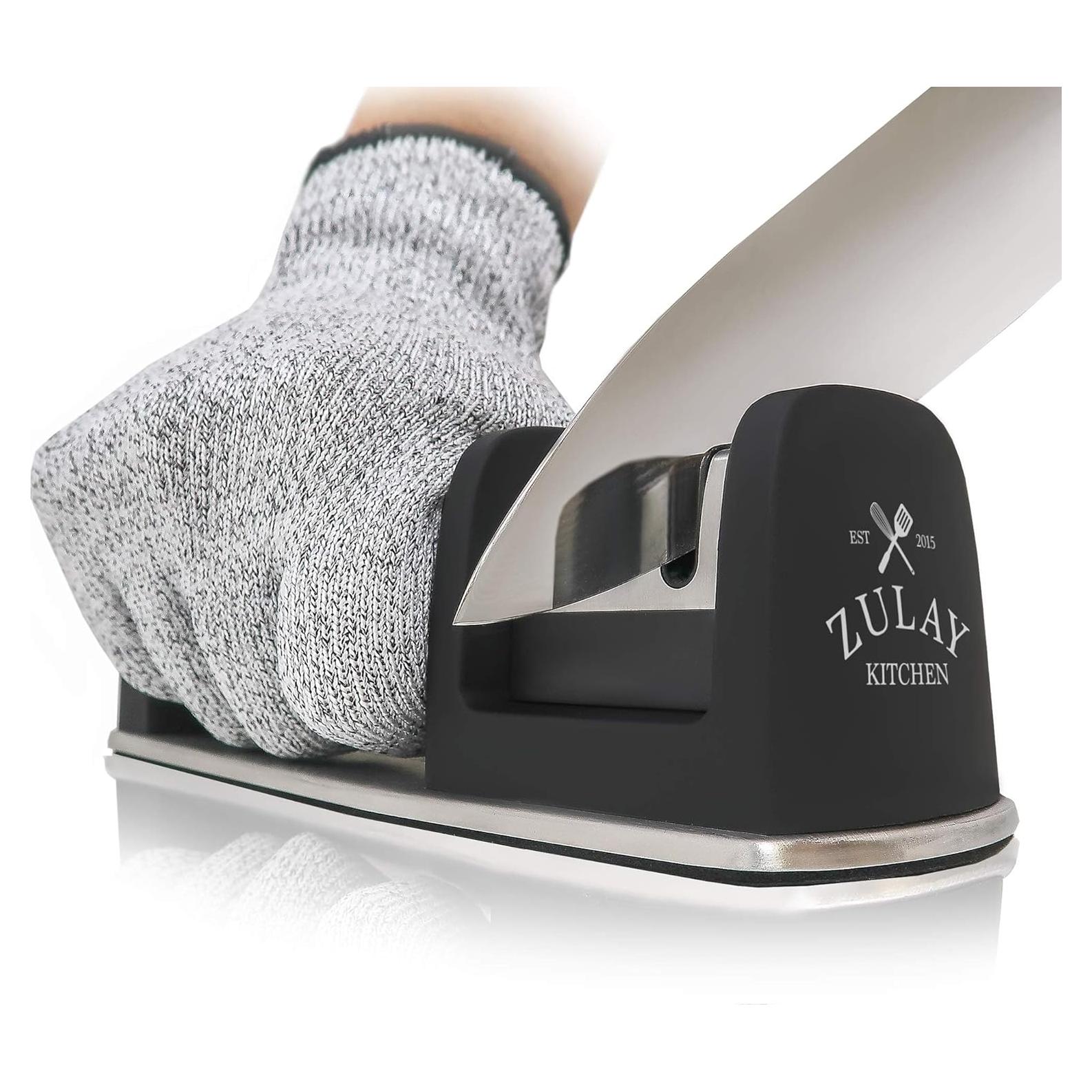 Afilador de cuchillos Zulay 2 etapas + Guante resistente