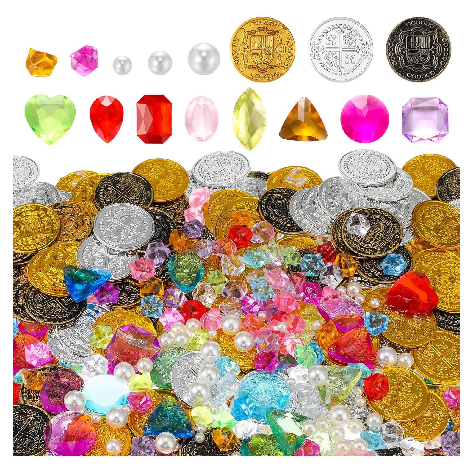 Hanaive 319 Pcs Monedas de Oro Pirata y Gemas Decorativas
