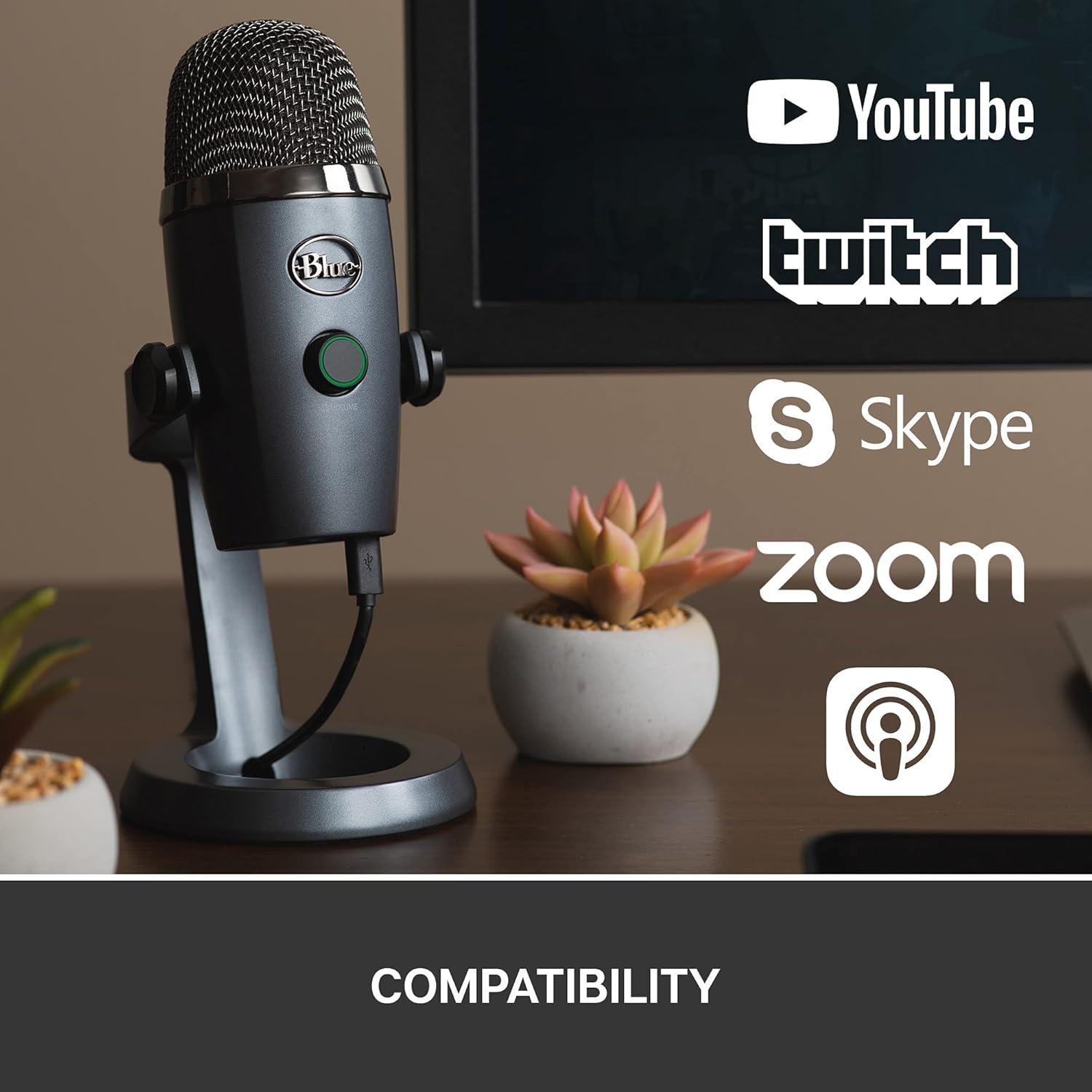 Micrófono USB Blue Yeti Nano Gris para Streaming y Podcasting