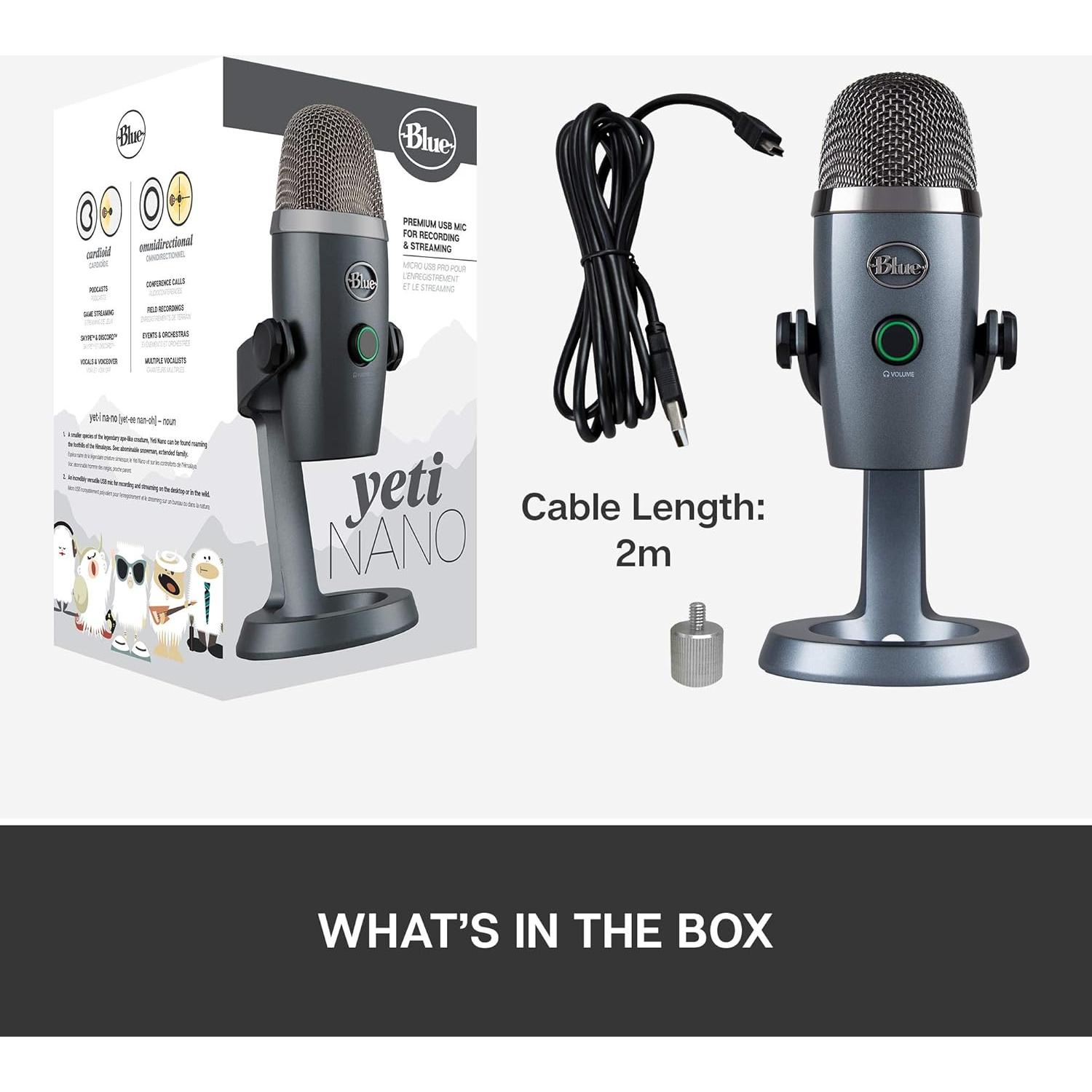 Micrófono USB Blue Yeti Nano Gris para Streaming y Podcasting