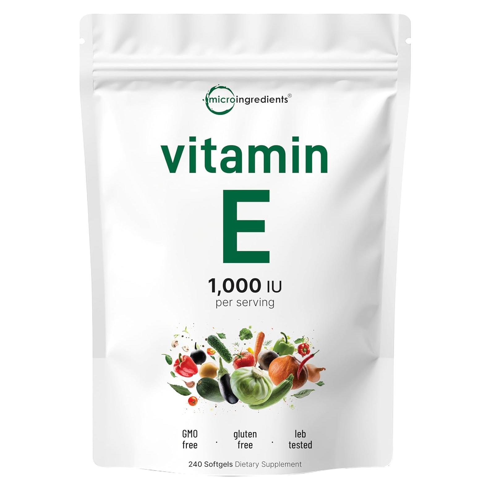 Suplemento de Vitamina E 1000UI Micro Ingredients 240 Softgels