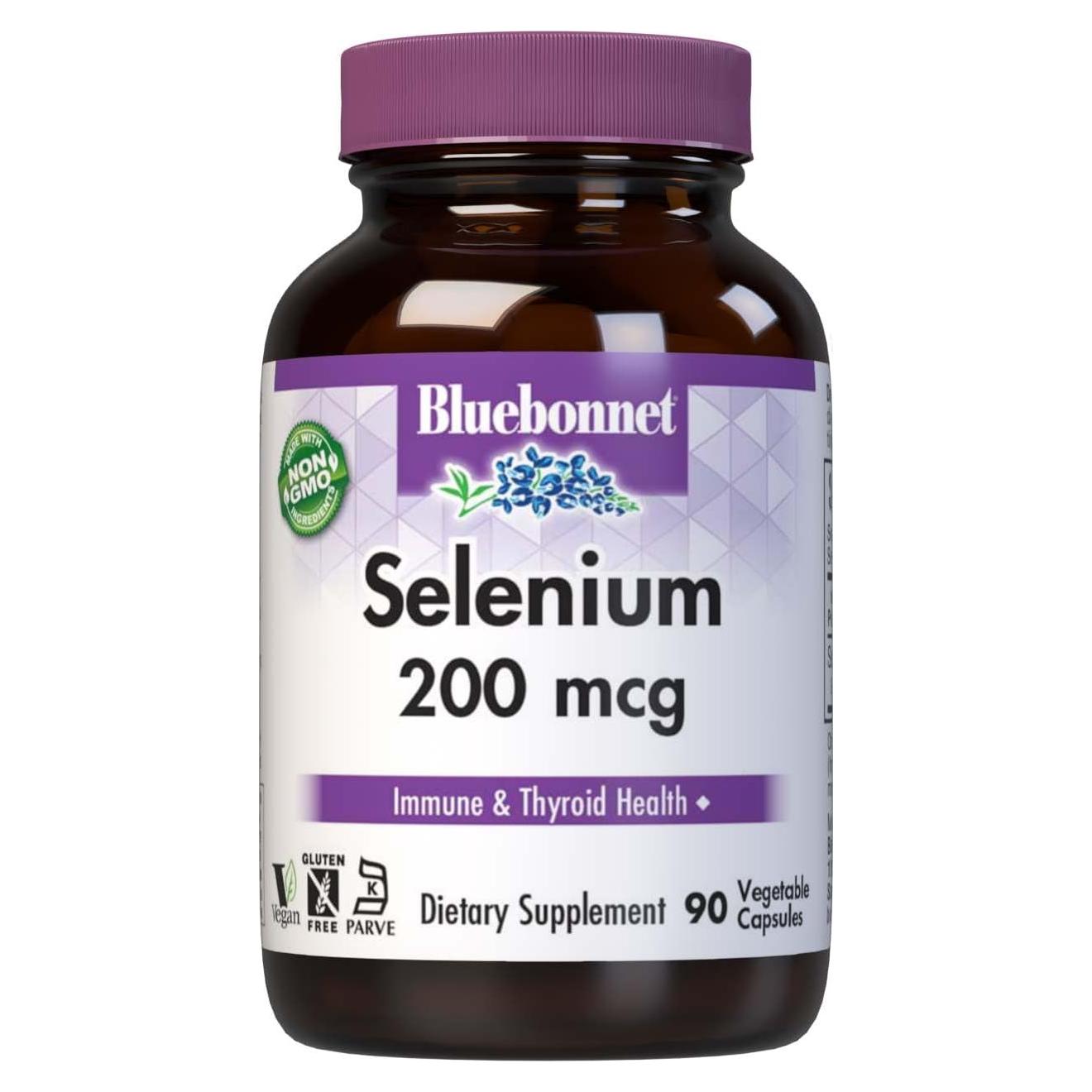 Cápsulas de Selenio Bluebonnet 200 mcg - Antioxidante Vegano - 90 Unidades
