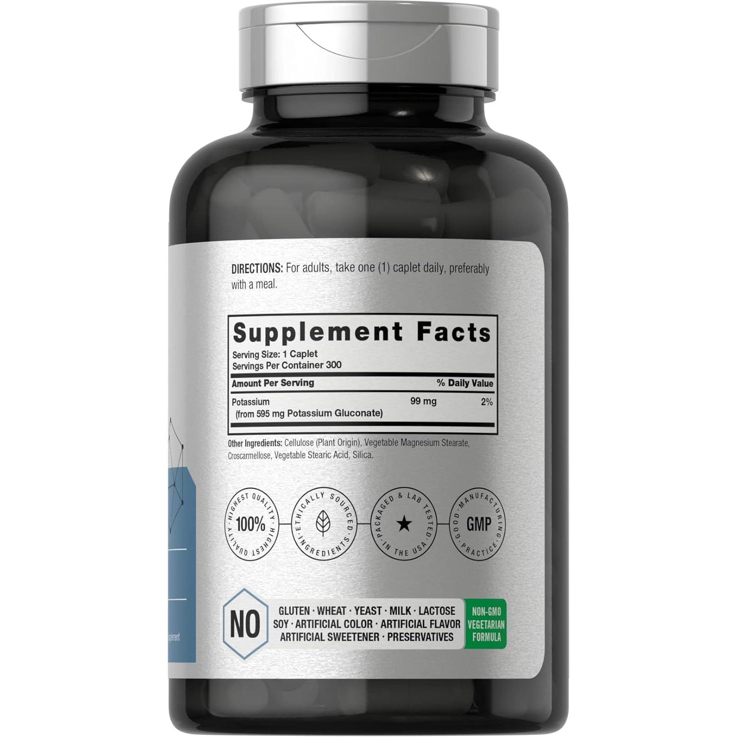 Suplemento de Gluconato de Potasio Horbaach 595 mg 300 Tabletas