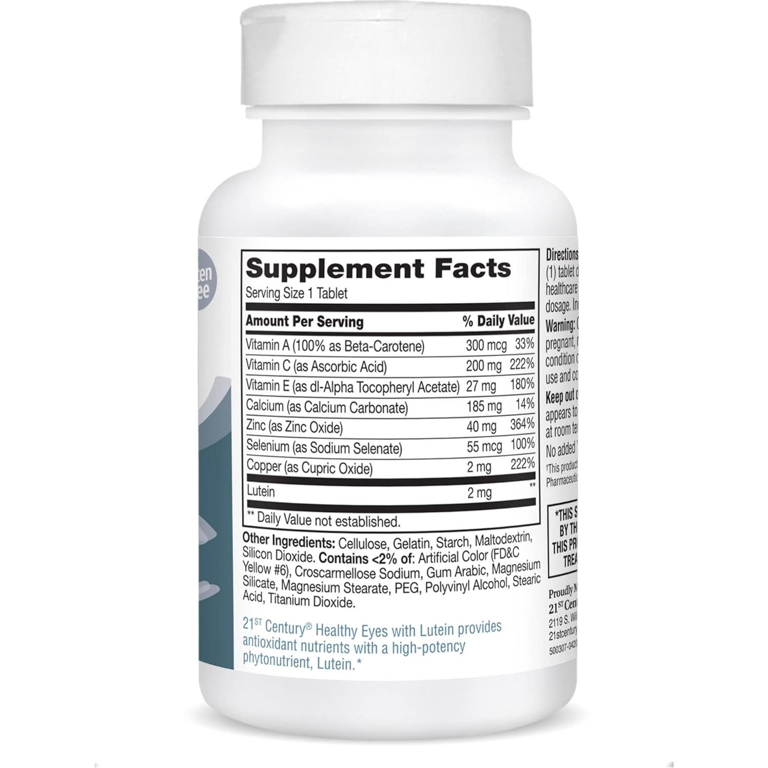 Tabletas de Ojos Saludables 21st Century con Luteína 60 Unidades
