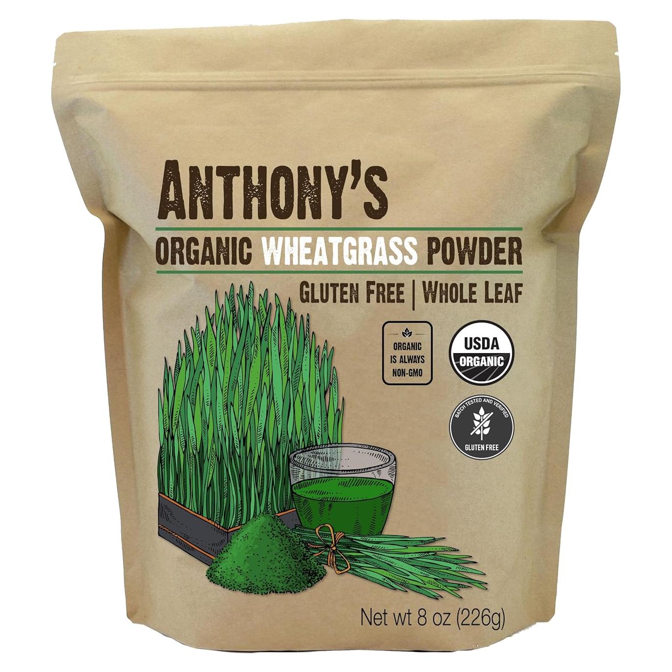 Polvo de pasto de trigo orgánico Anthony's 227 g sin gluten