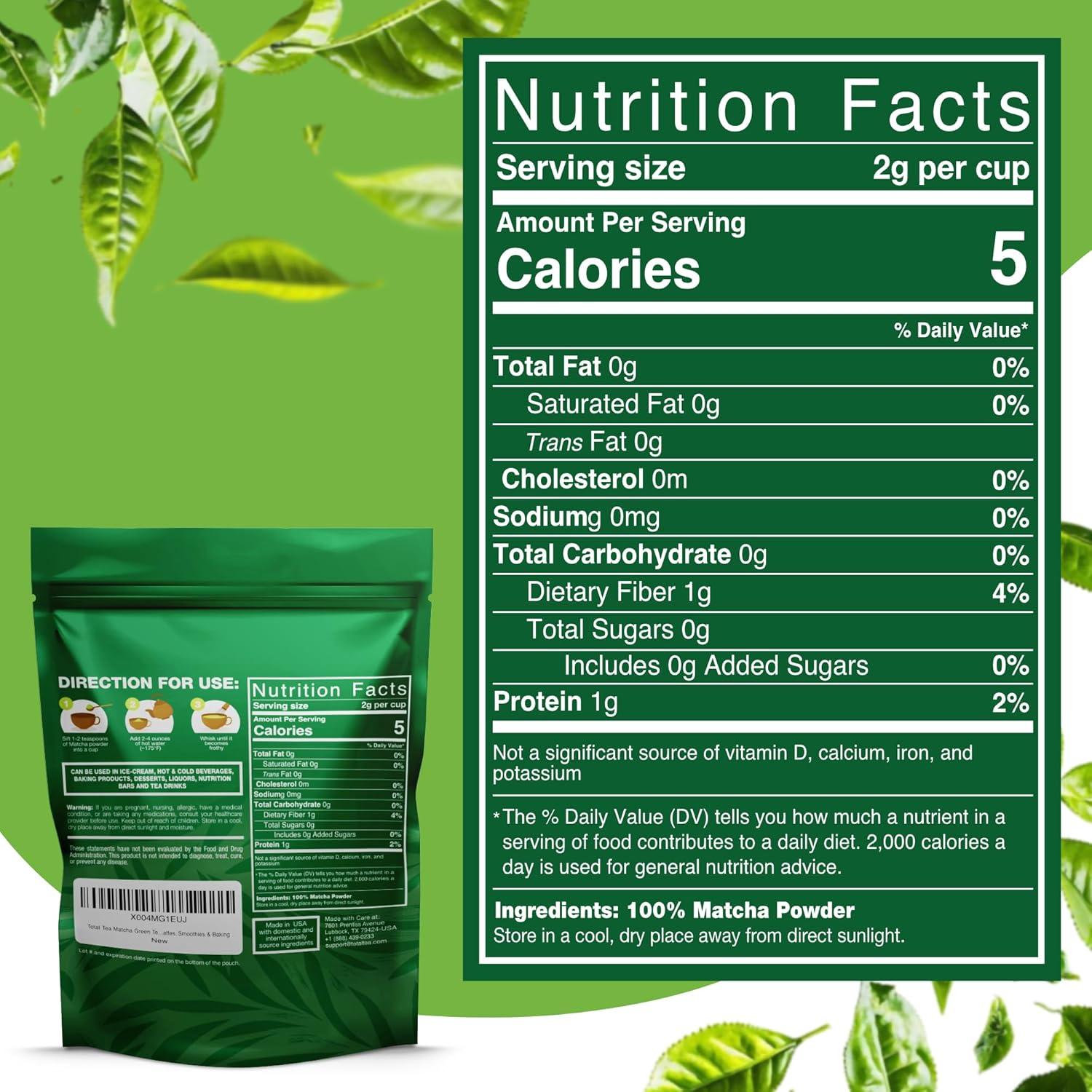 Polvo de Té Verde Matcha Orgánico Total Tea 113 g - Antioxidante