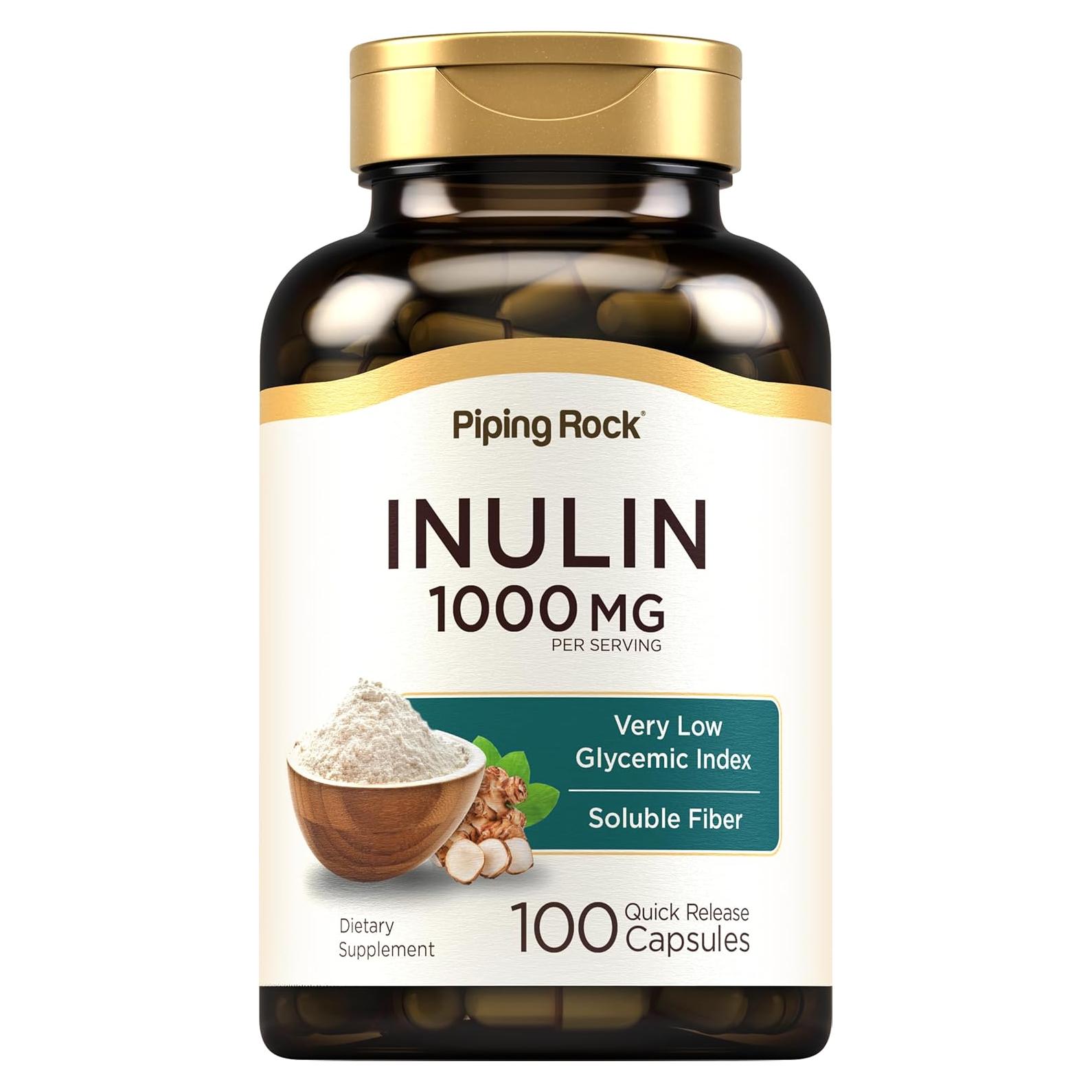 Cápsulas de Inulina Orgánica Piping Rock 1000 mg - 100 Unidades