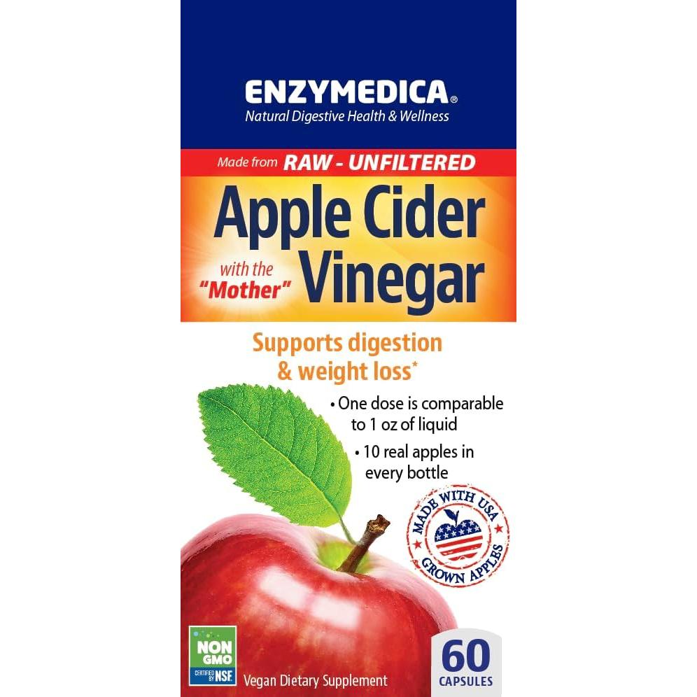 Vinagre de Sidra de Manzana Enzymedica 60 Cápsulas Veganas