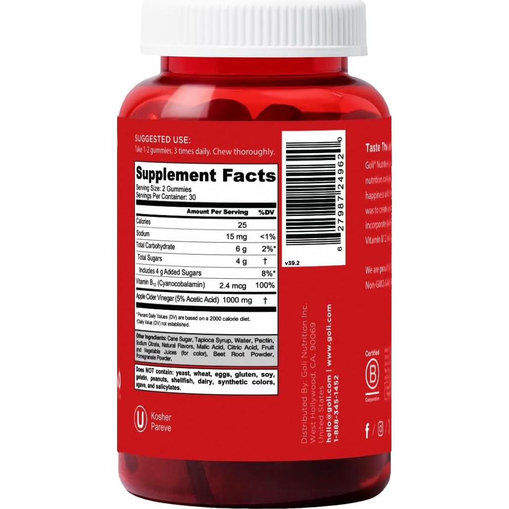 Suplemento Goli Gummy de Vinagre de Sidra de Manzana 120 Unidades
