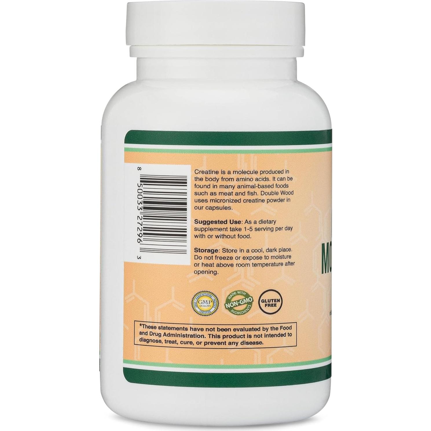 Cápsulas de Creatina Monohidratada Double Wood - 120 Unidades