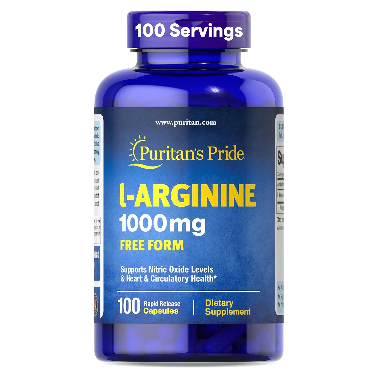 Cápsulas de L-Arginina 1000 mg Puritan's Pride 100 Unidades