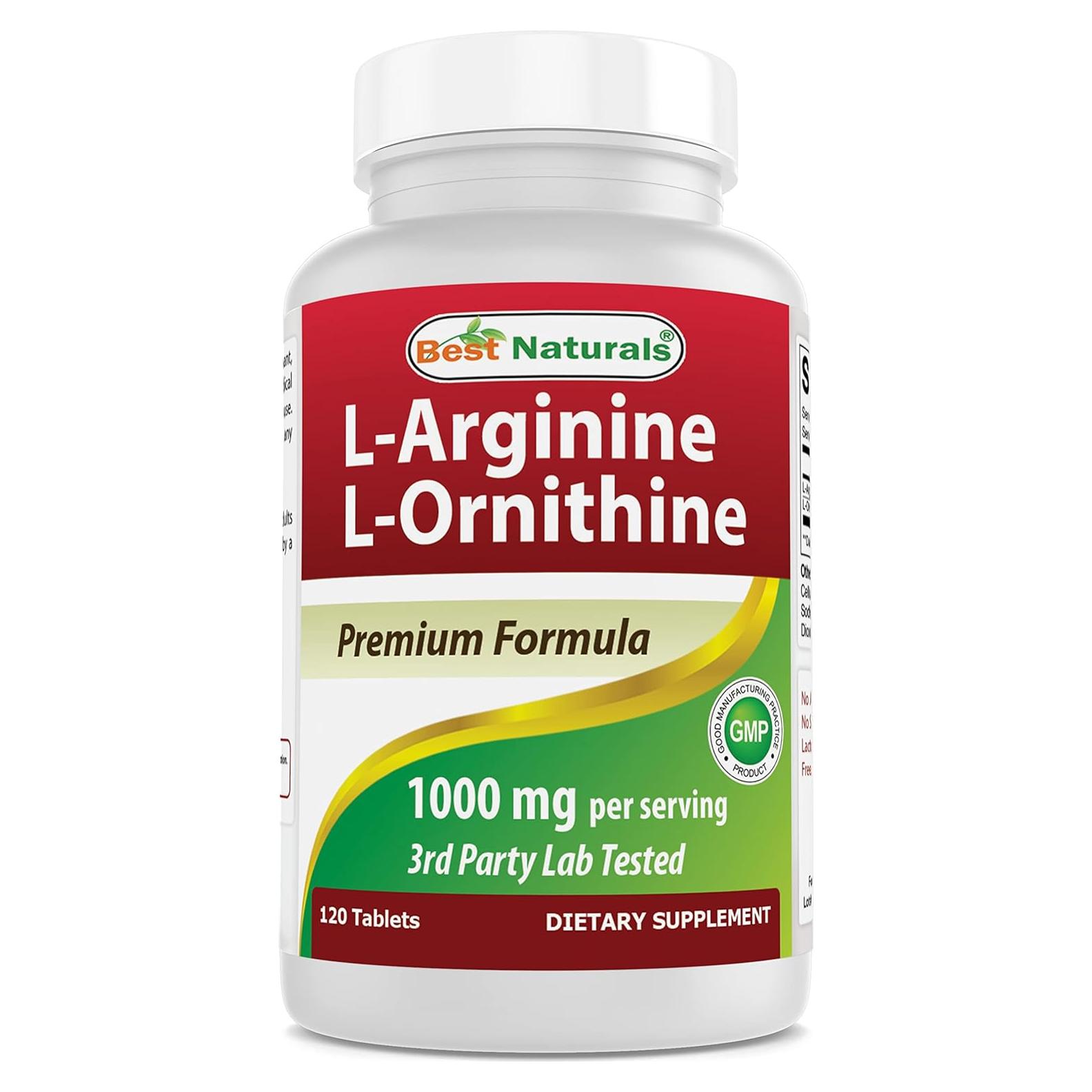 L-Arginina L-Ornitina 1000mg Mejores Naturales 120 tabletas
