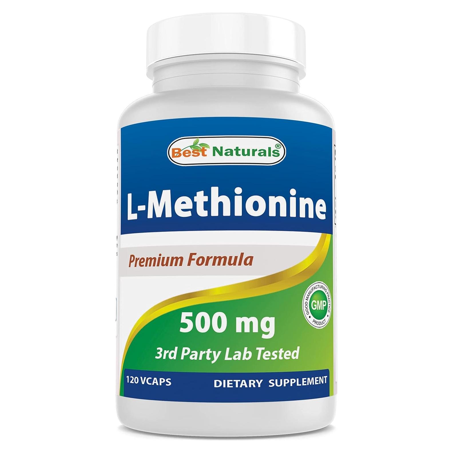 L-Metionina 500 mg Mejores Naturales 120 Cápsulas Vegetales