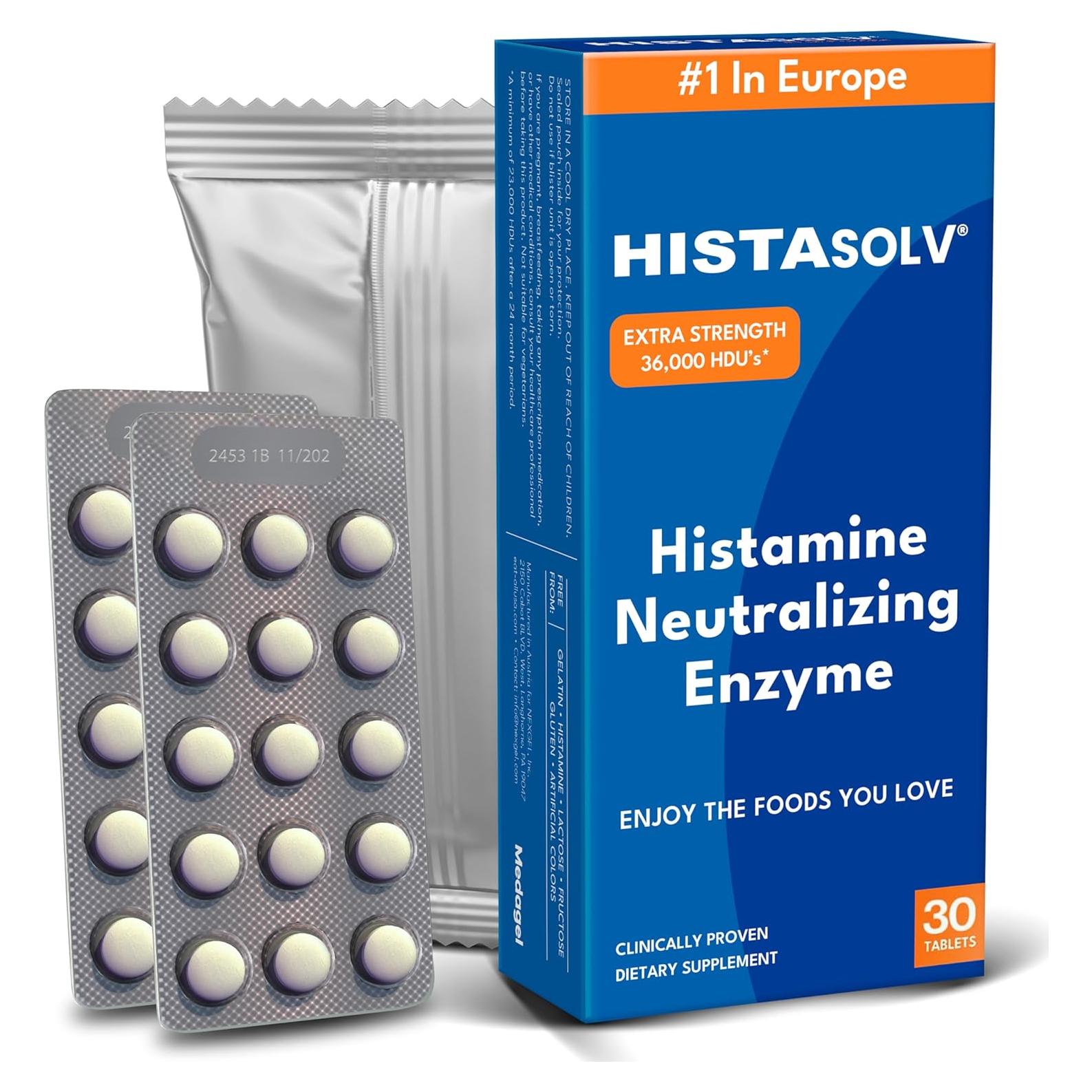 HISTAsolv Suplemento Enzimático DAO 36,000 HDUs - 30 Tabletas