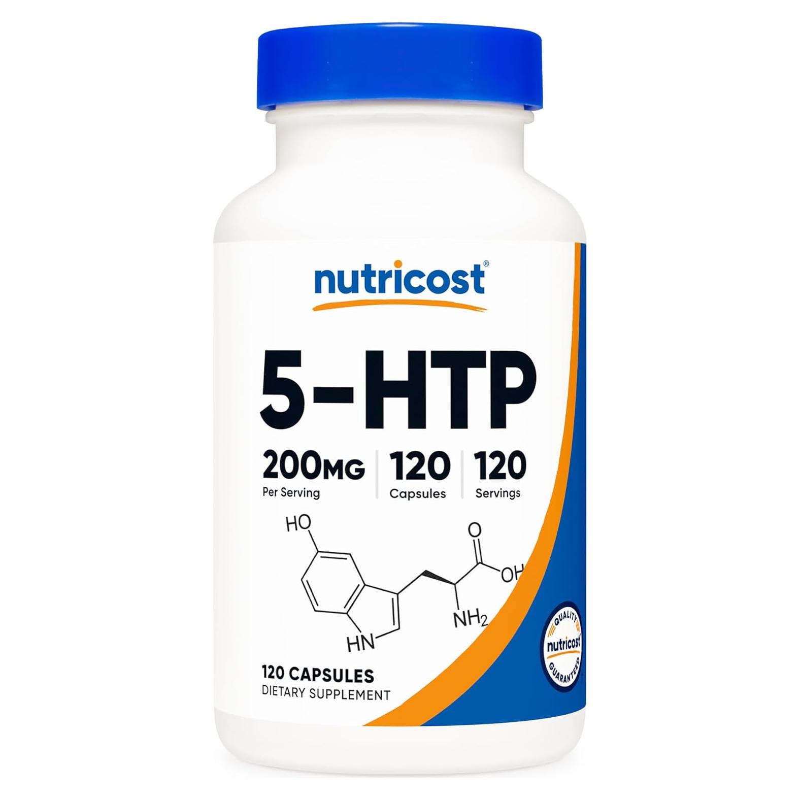 Suplemento Nutricost 5-HTP 200mg 120 Cápsulas Vegetarianas
