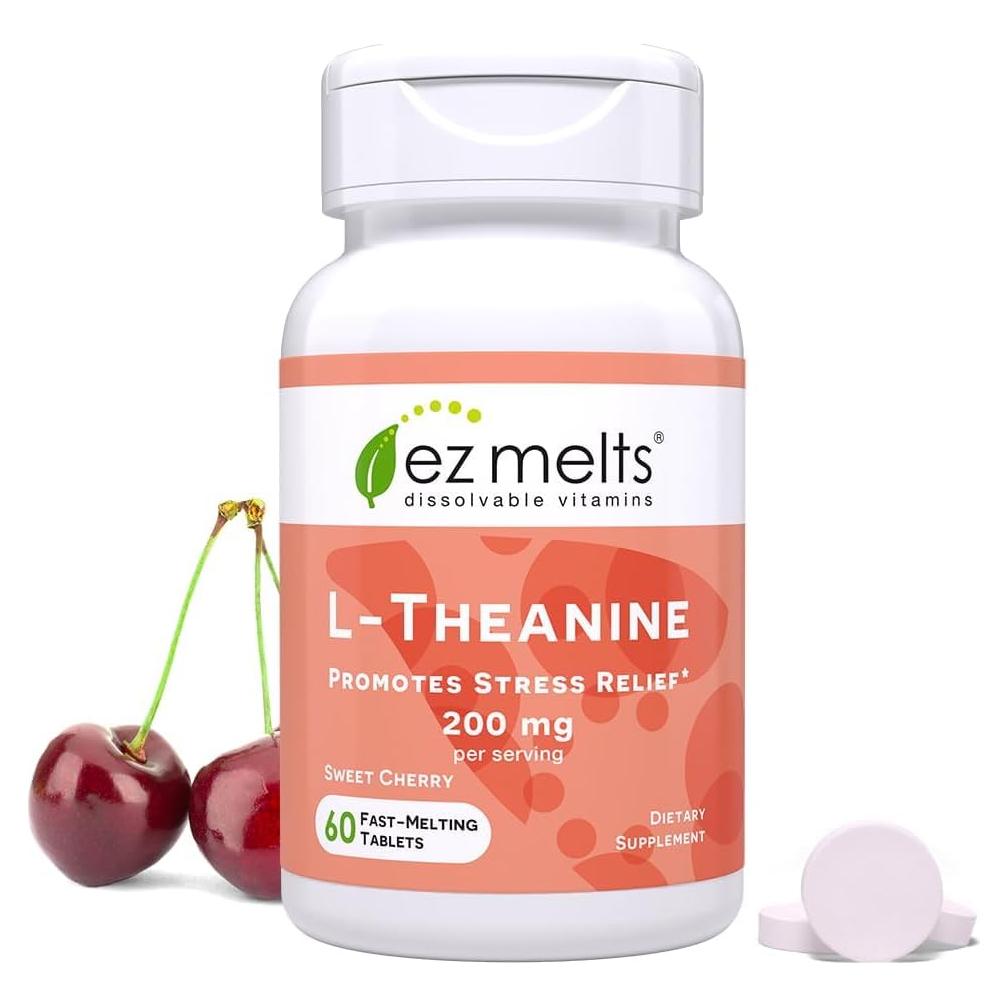 EZ Melts L-Theanine 200 mg - Suplemento Relajante Vegano 60 Tabletas