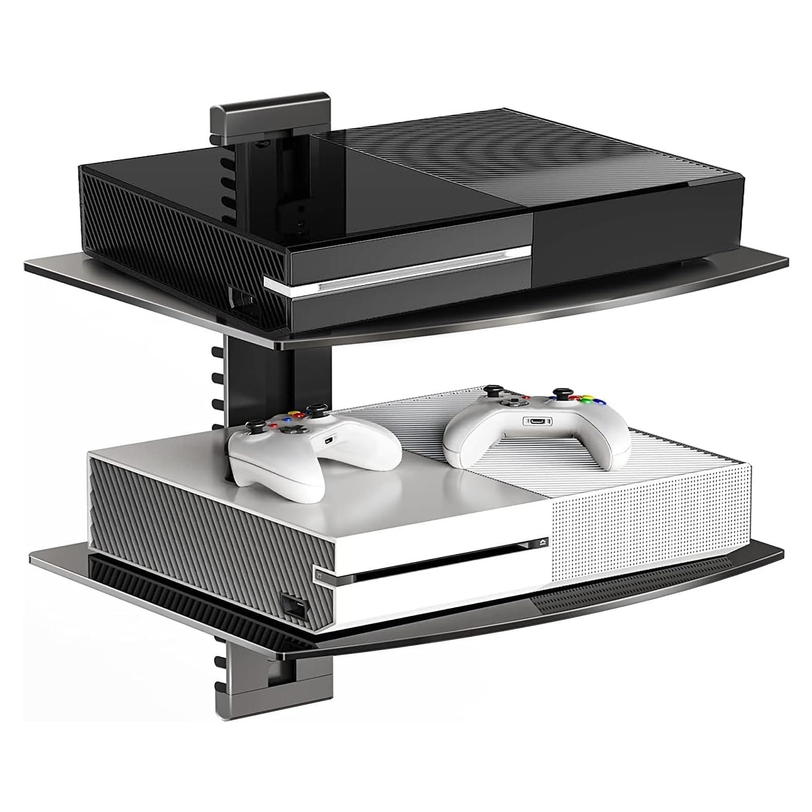 Estante Flotante de Vidrio Suptek 2 Niveles Negro